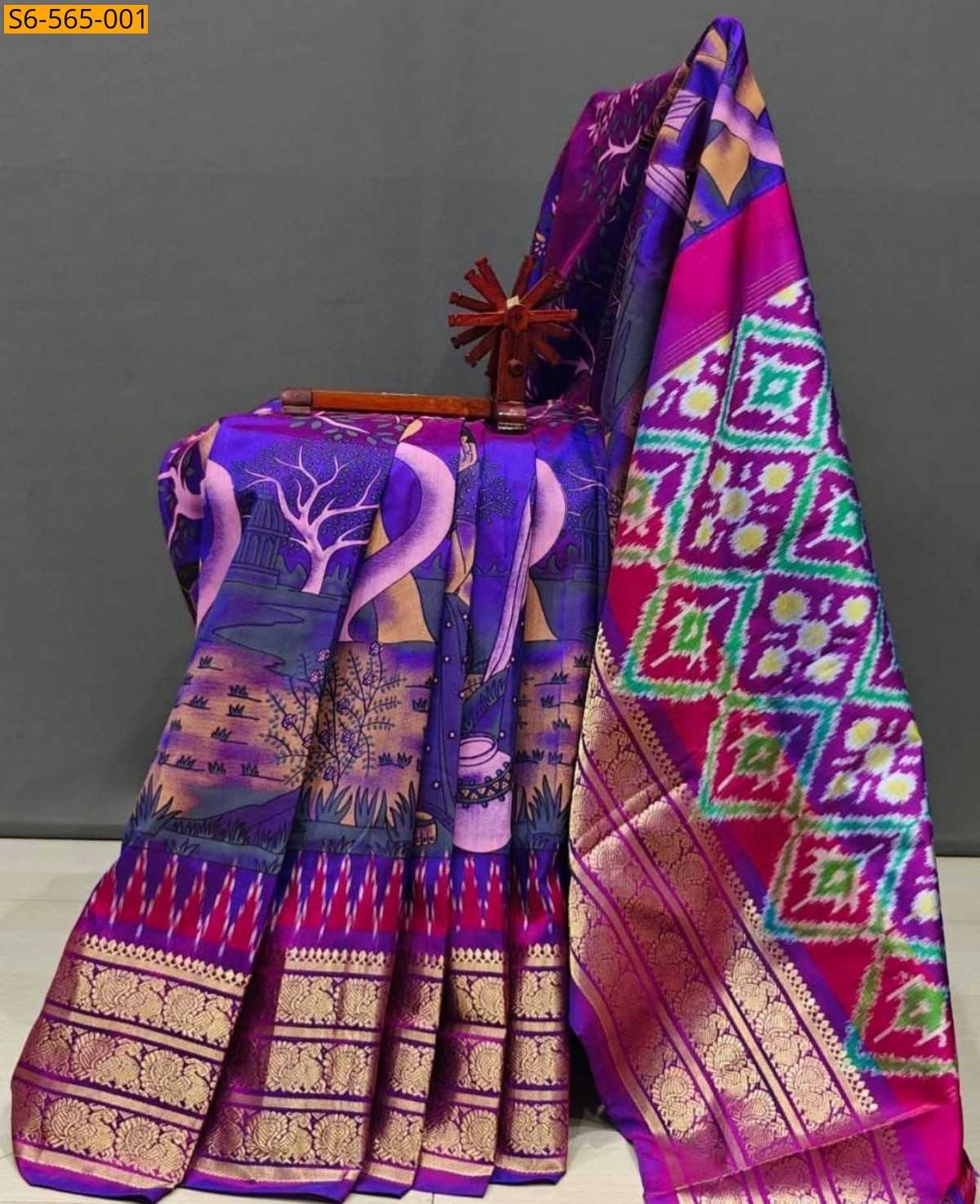 Purple Fancy Double weaving Printed Sarees