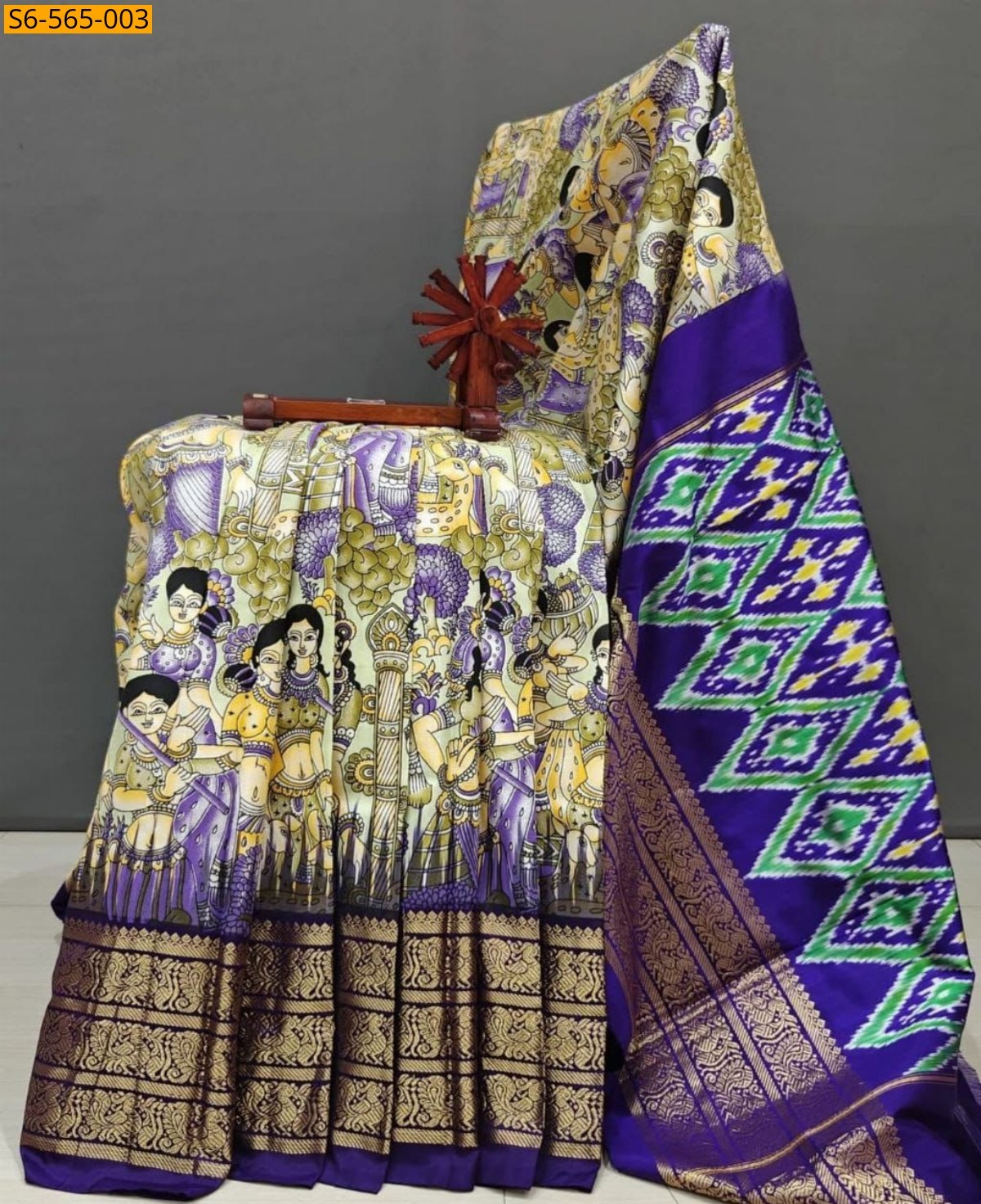 Yellow Fancy Double weaving Printed Sarees