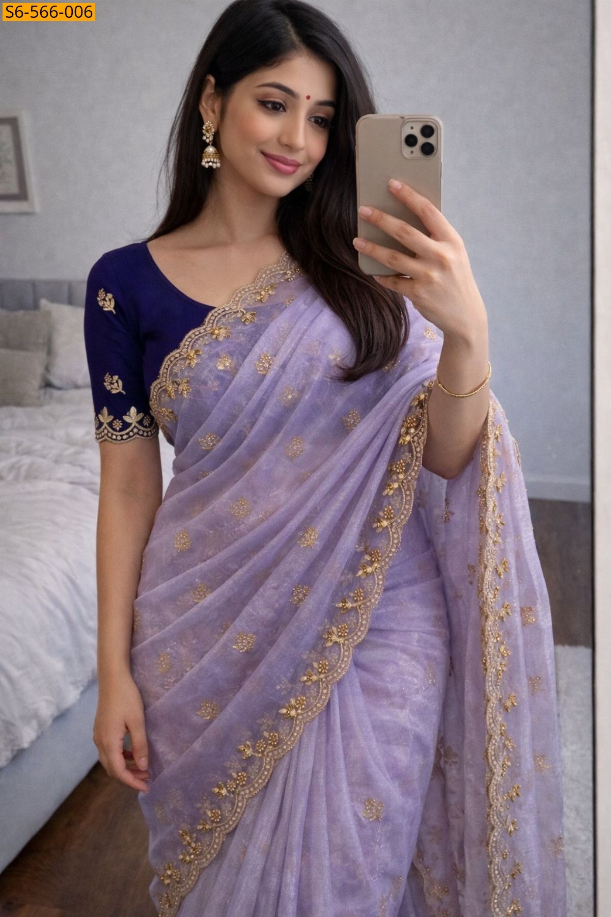 Lavender Soft twills organza saree