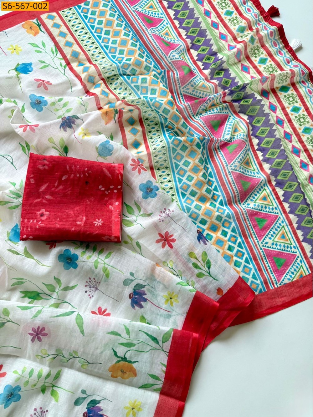 Fancy Linen floral printed saree