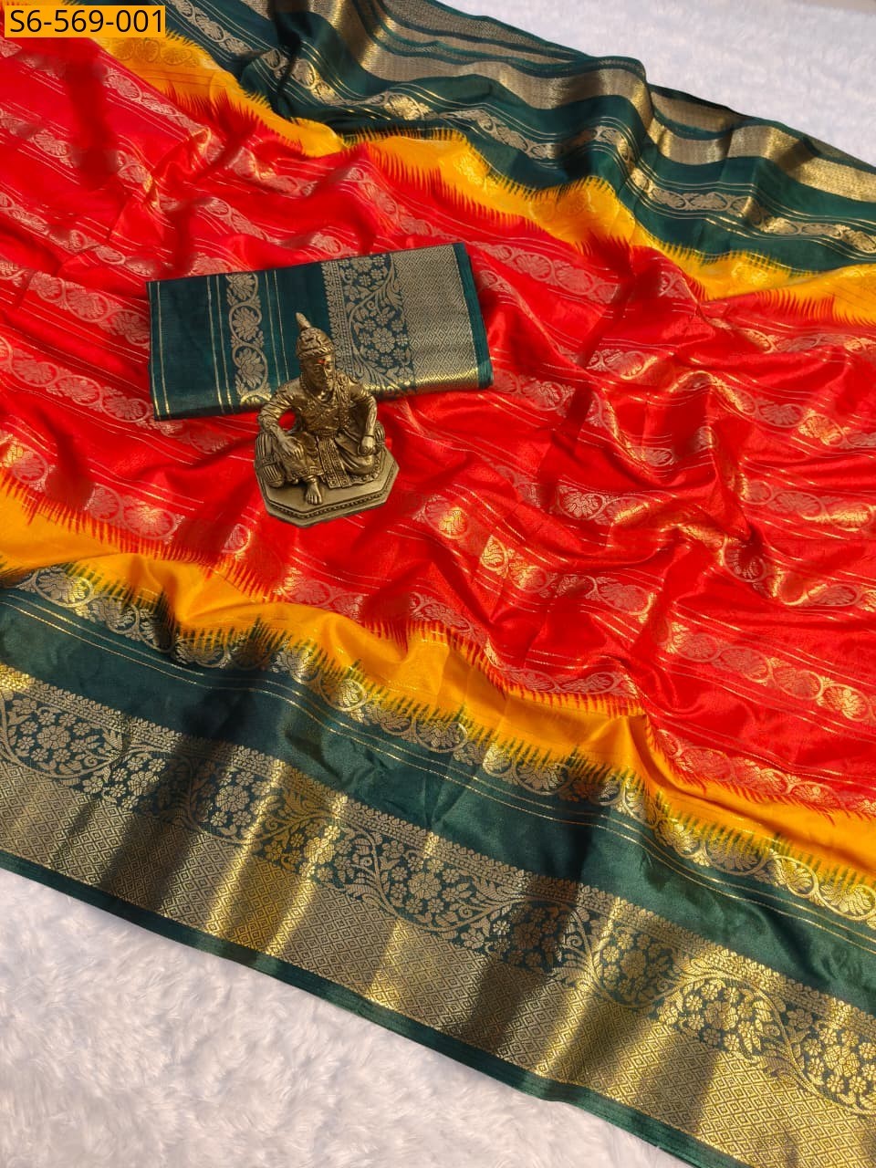 Orange Fancy blooming printed saree