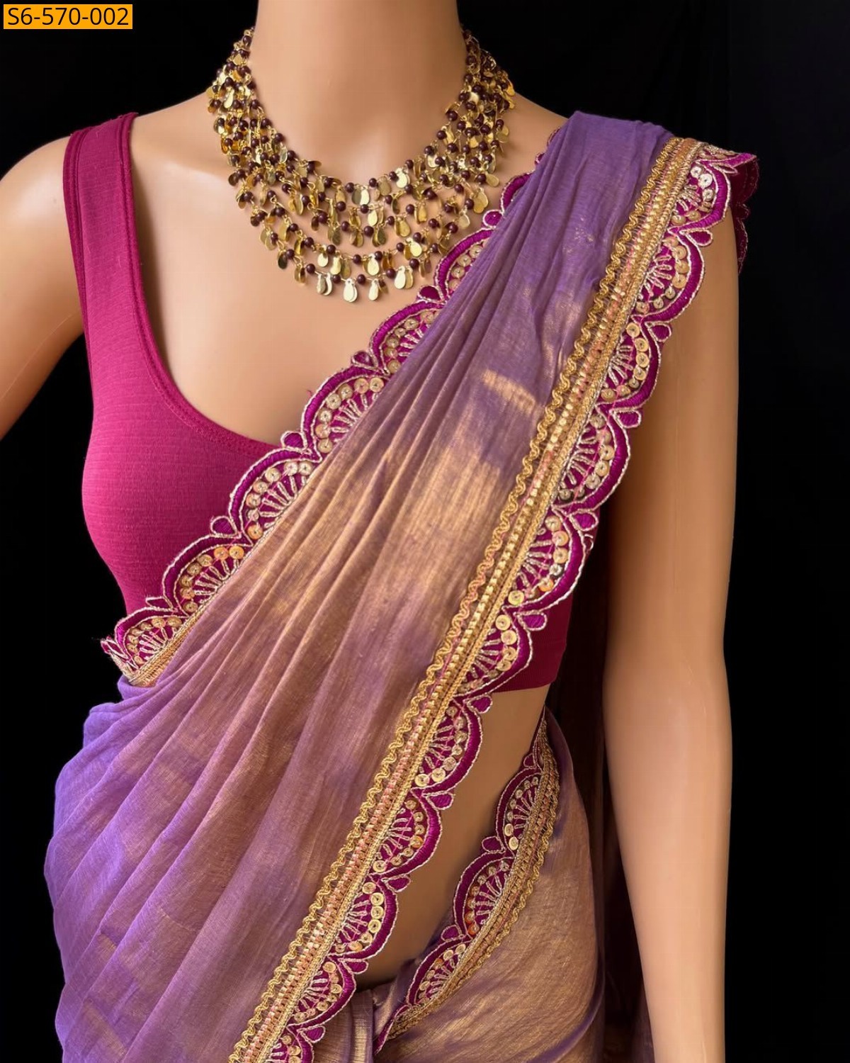 Onion Pink Soft Crush Dola Silk Saree