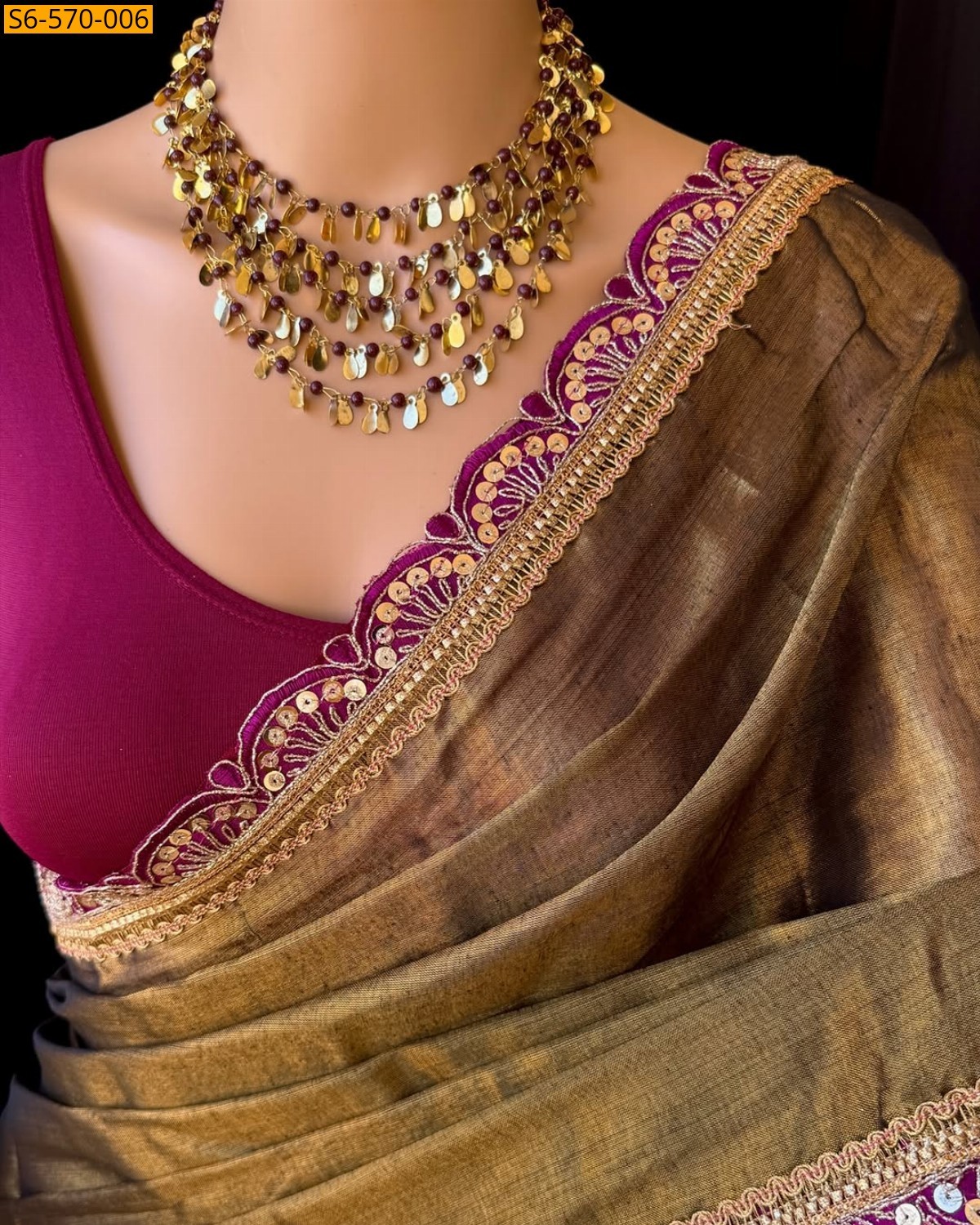 Brick Brown Soft Crush Dola Silk Saree