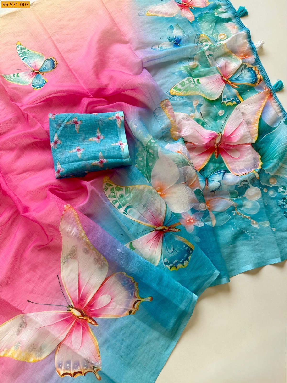 Light Pink Fancy Soft Linen Saree