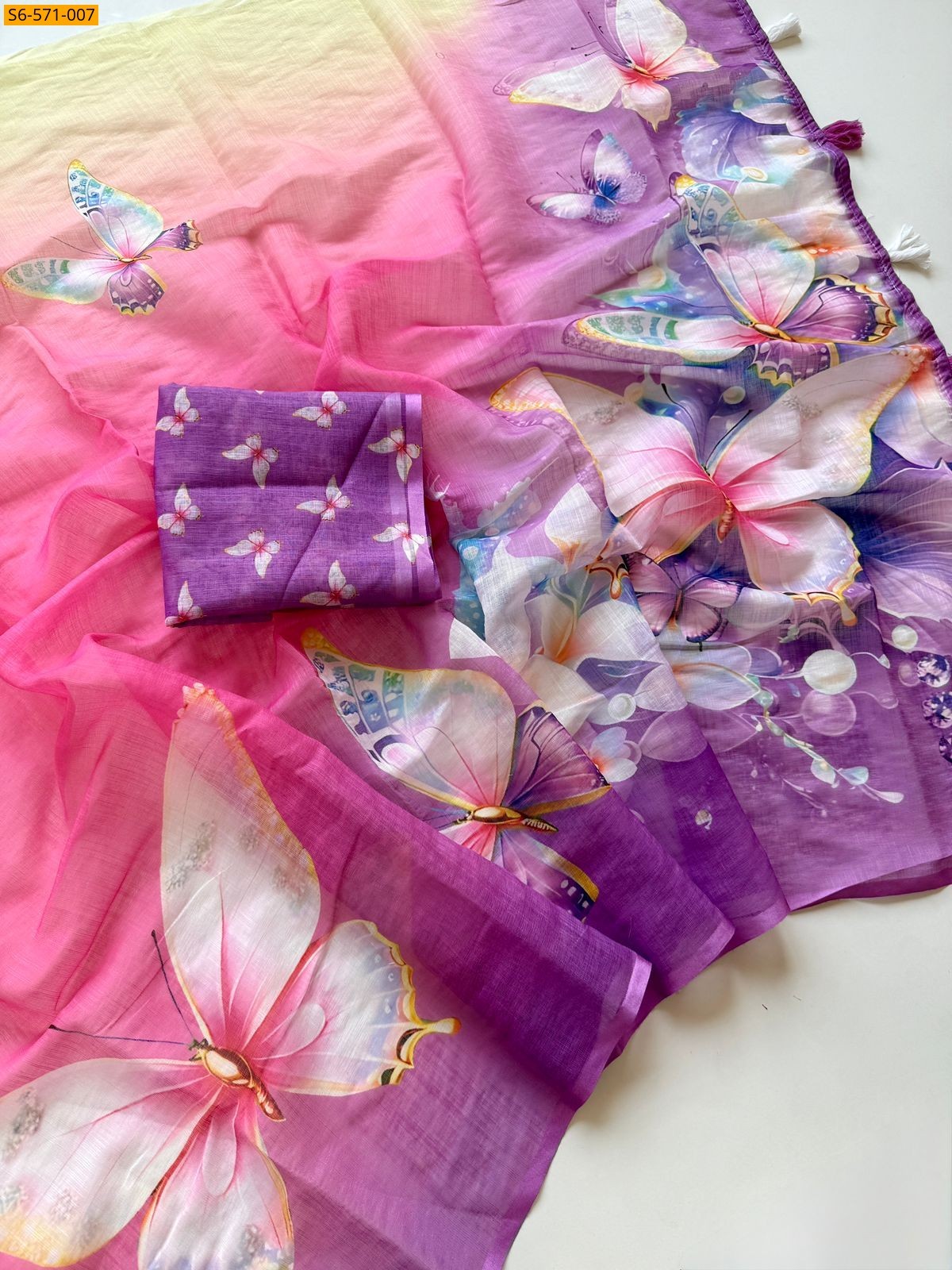 Violet Fancy Soft Linen Saree