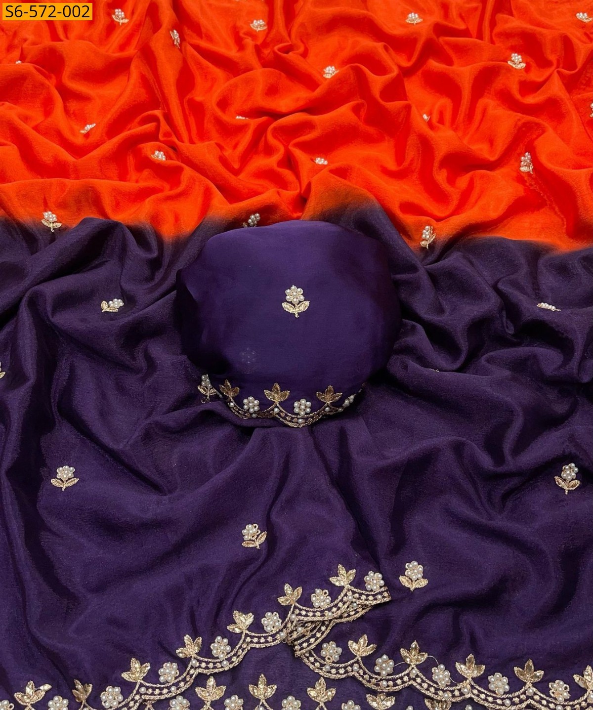 Violet Double shade Chinnon saree