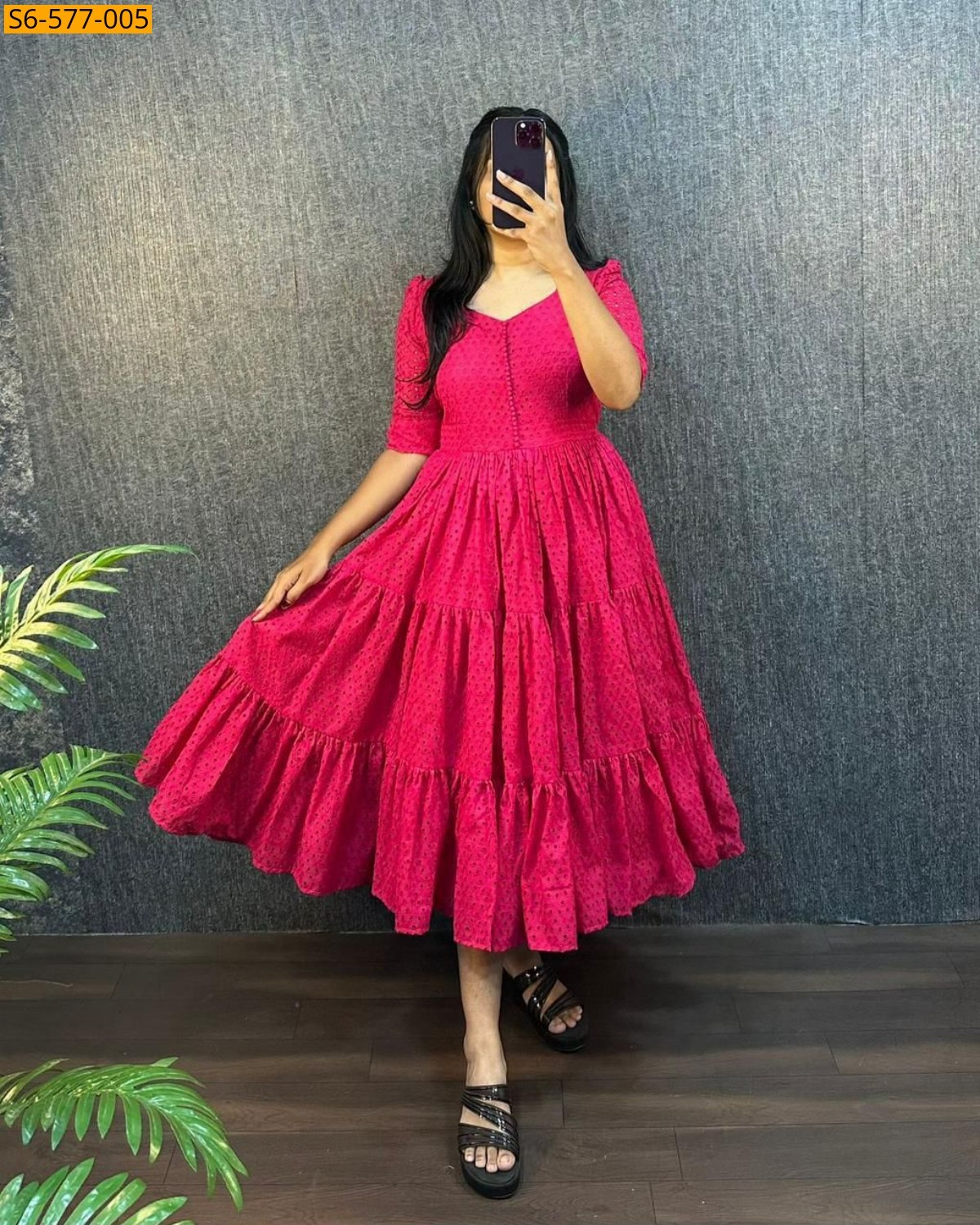 Pink Shifli Cottan Anarkali Gown