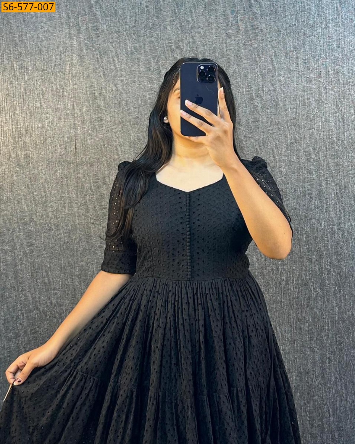 Black Shifli Cottan Anarkali Gown