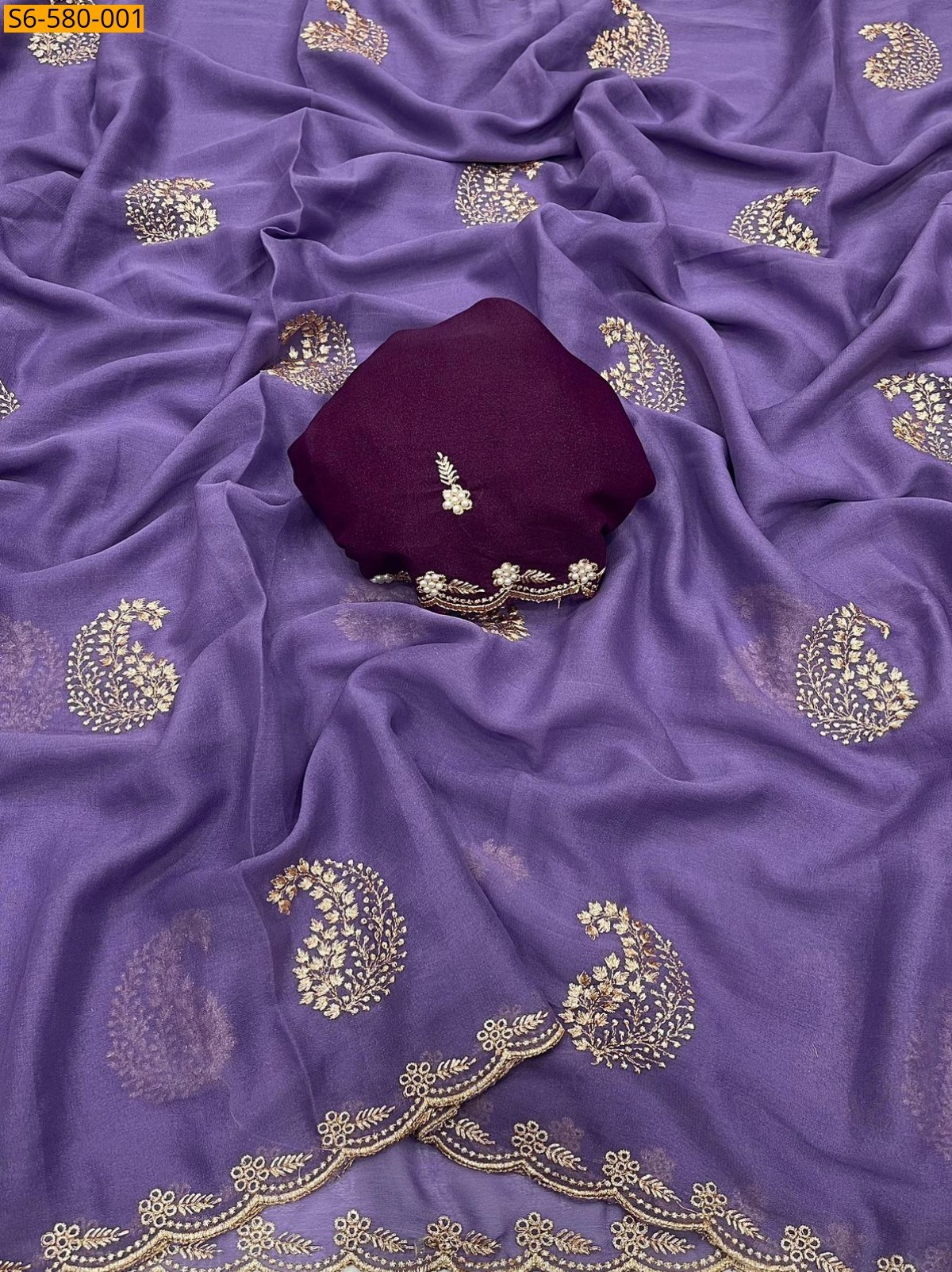 Lavender Star Georgette  Saree 