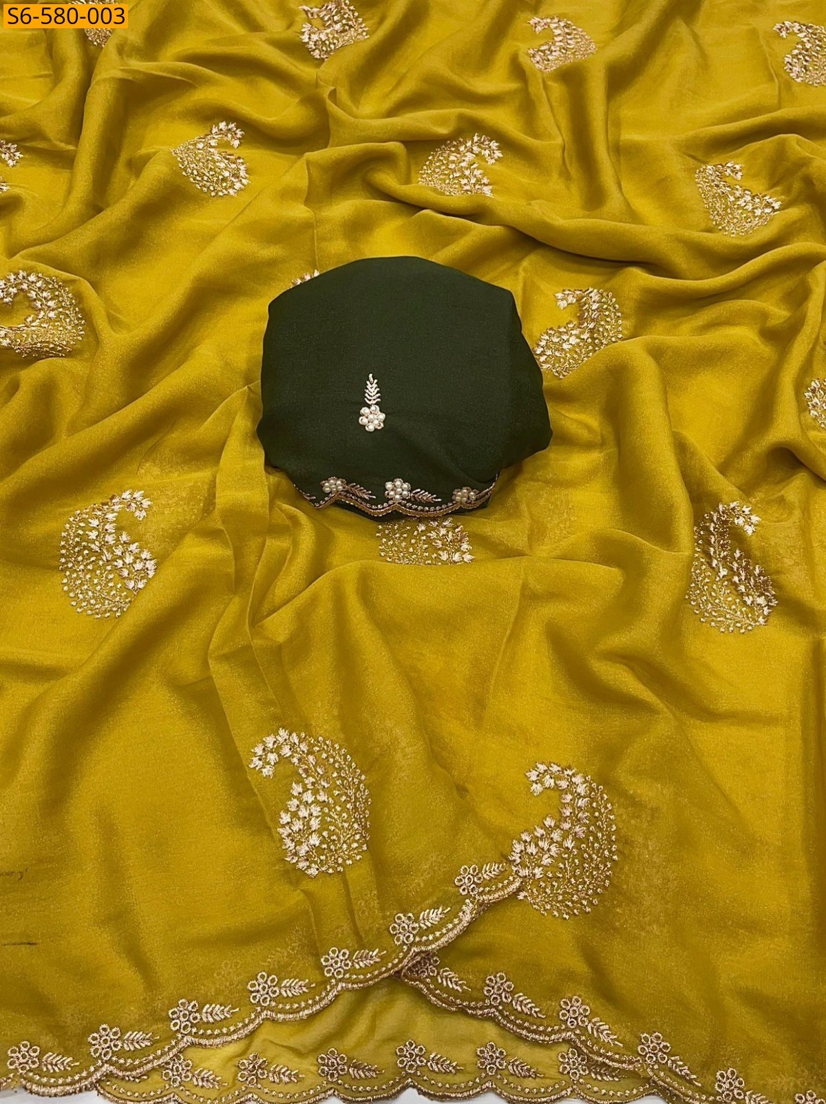 Yellow Star Georgette  Saree 