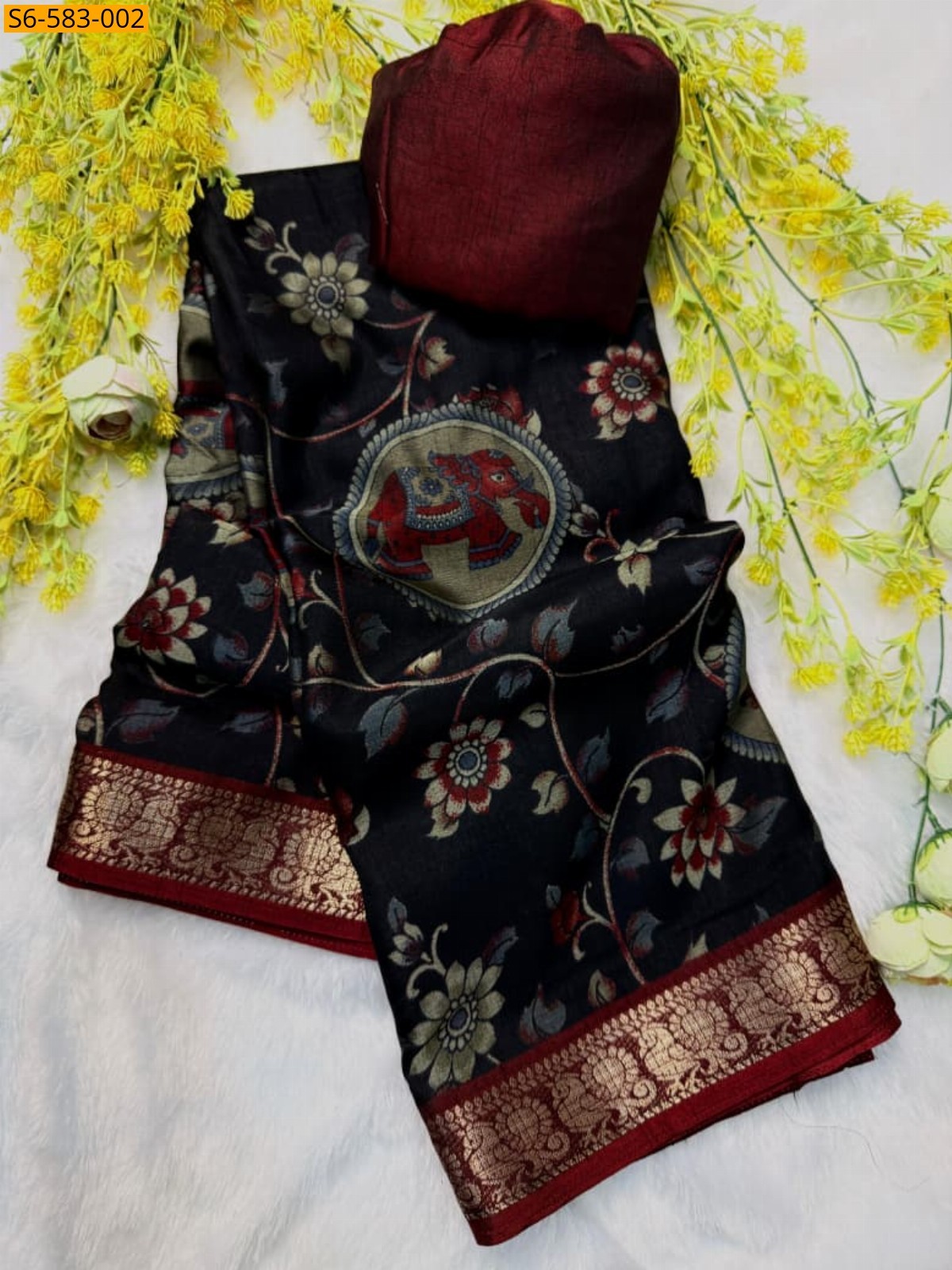 Black Soft dola silk Sarees