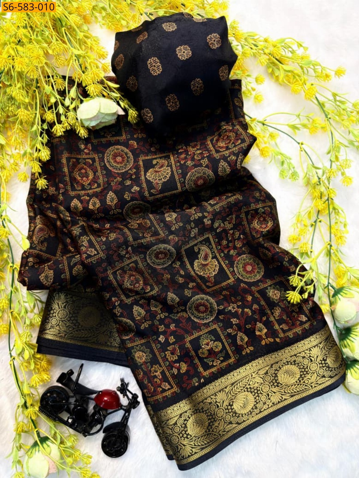 Black Soft dola silk Sarees