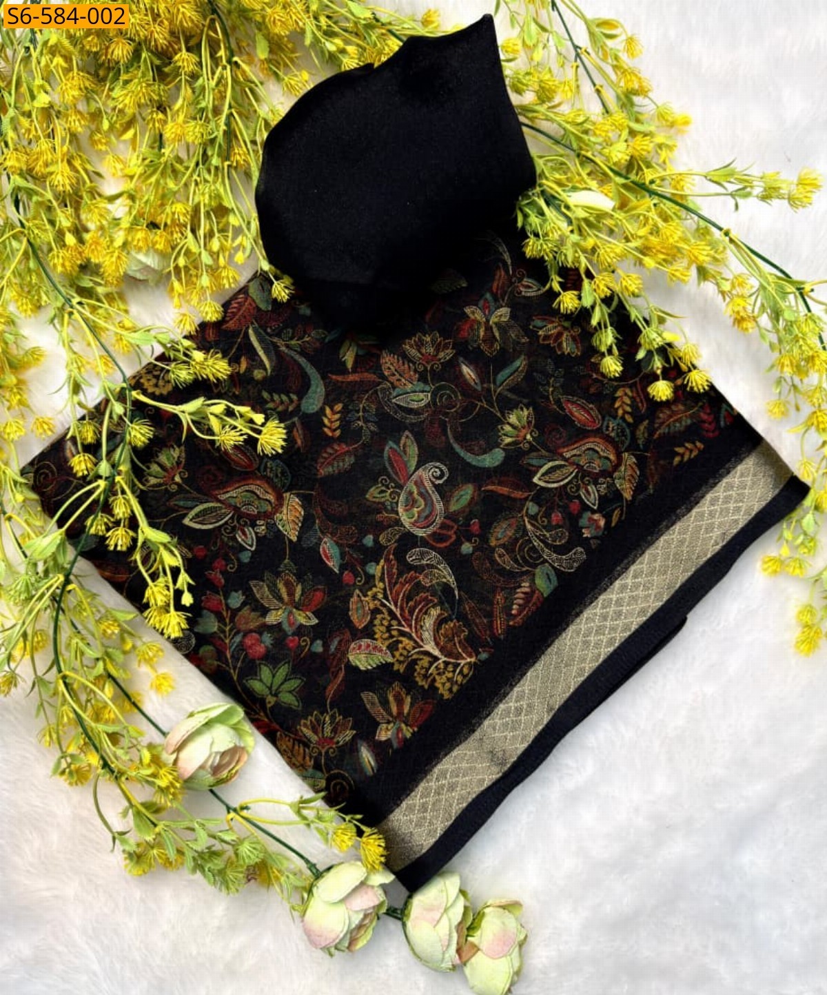 Black Organza silk Sarees