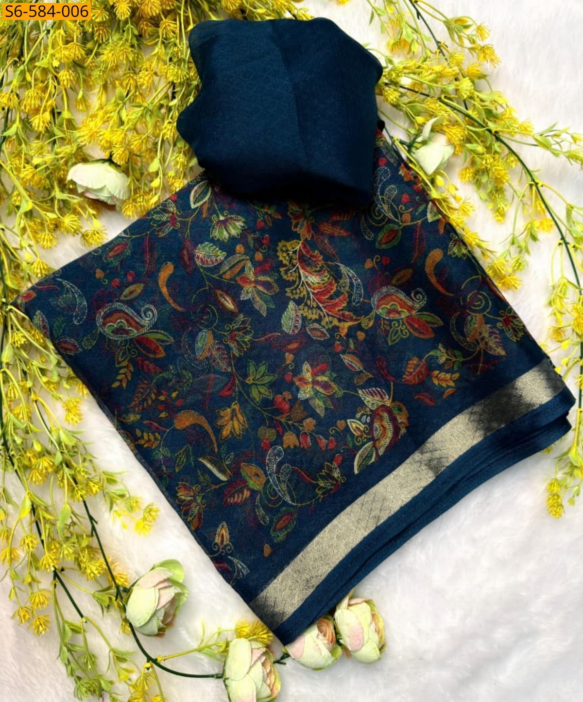 Blue Organza silk Sarees