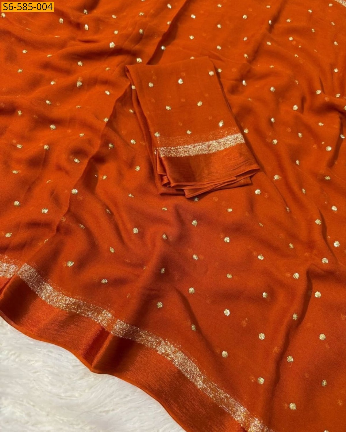 Orange Viscose georgette Sarees