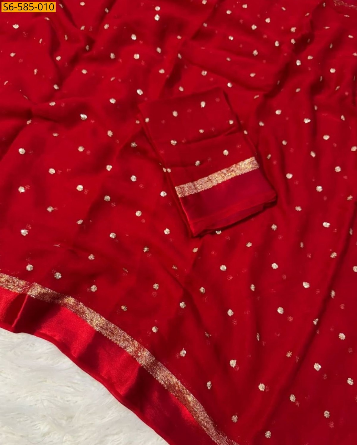 Red Viscose georgette Sarees