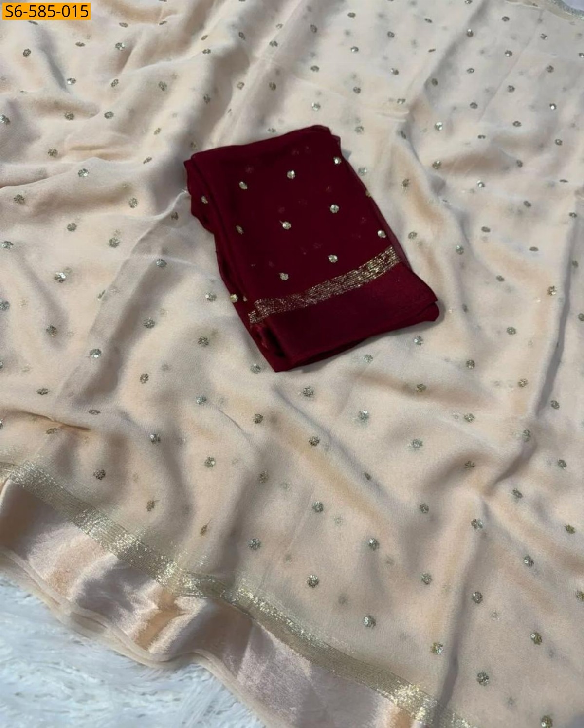 Half White Viscose georgette Sarees