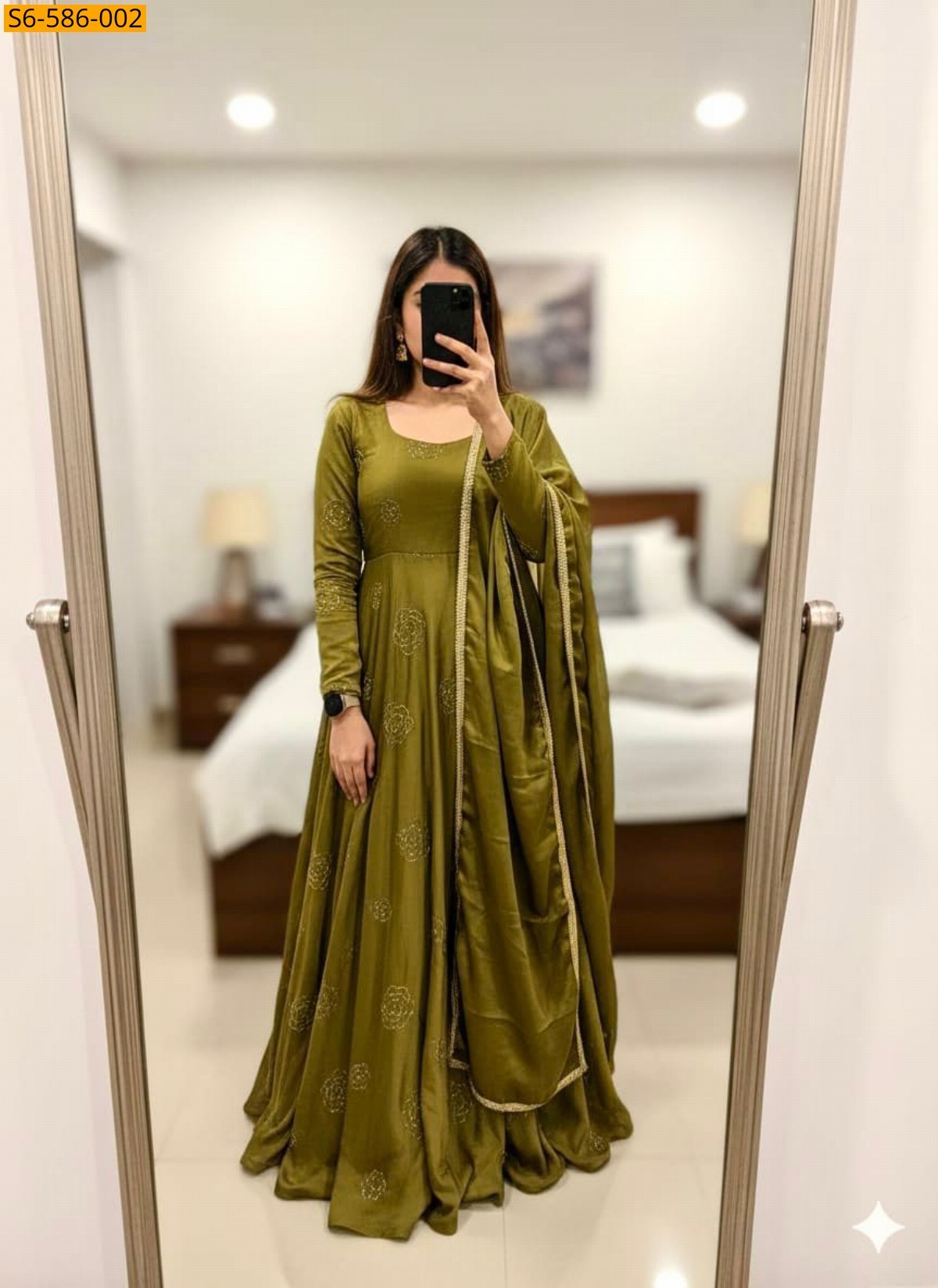 Green Rangoli silk kurti and dupatta