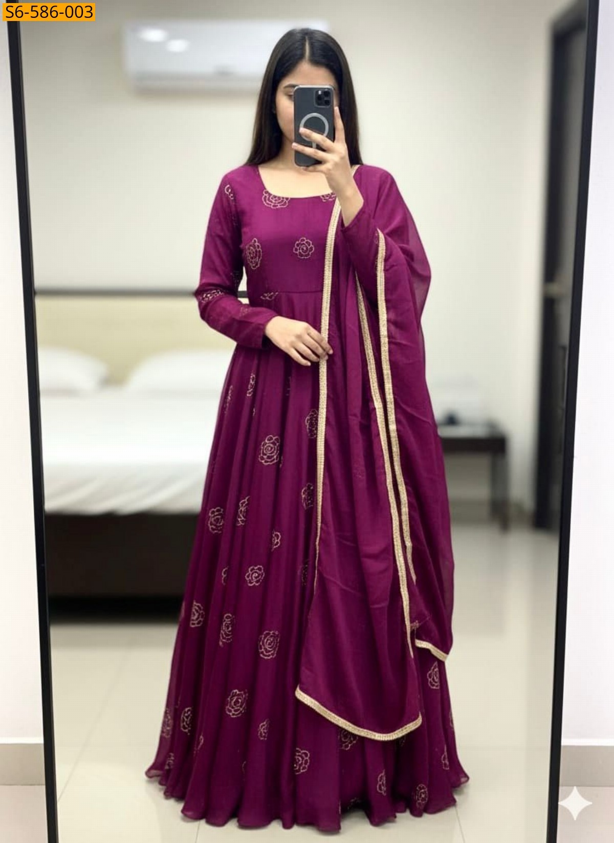 Magenta Rangoli silk kurti and dupatta