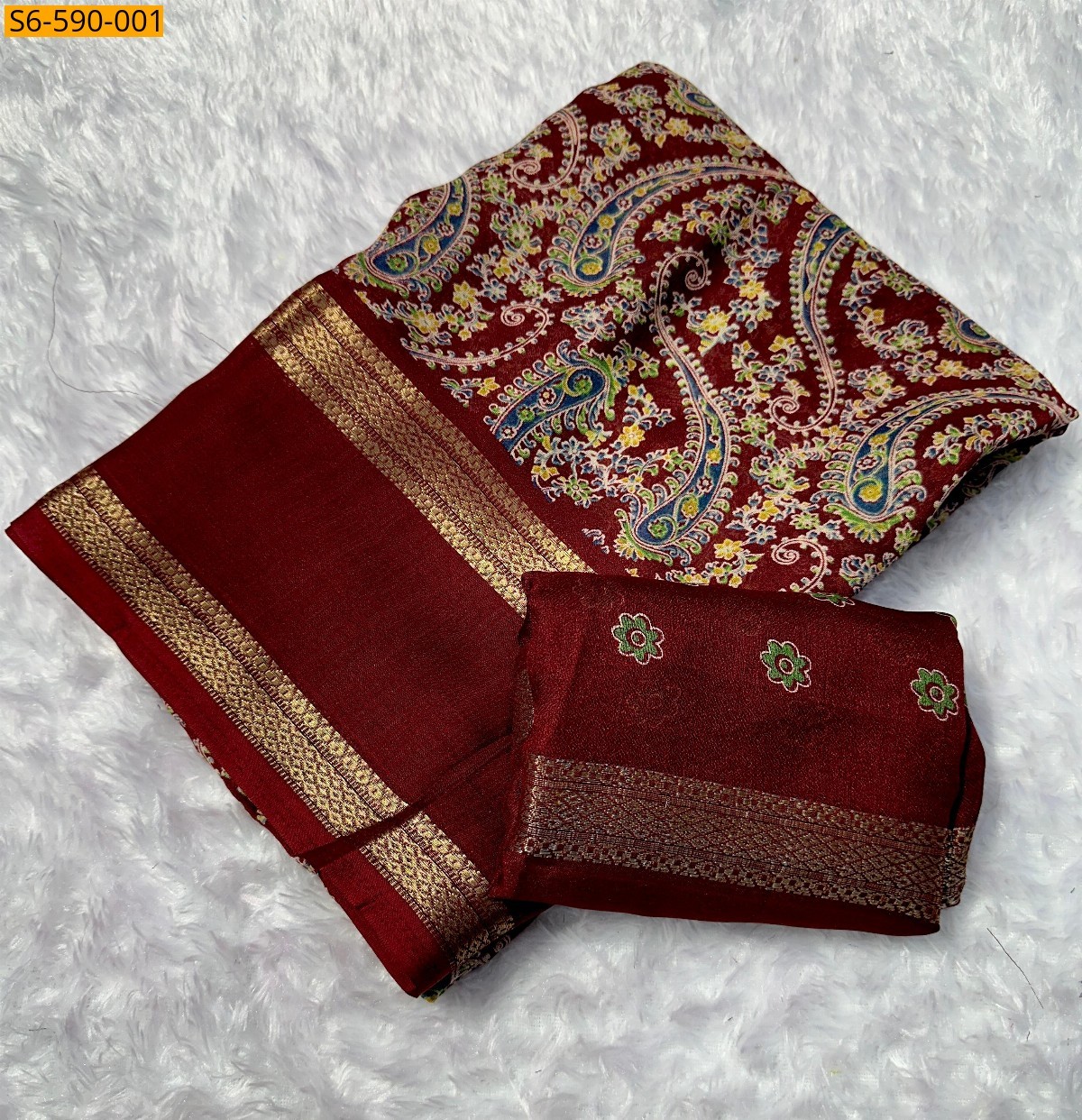 Maroon Fancy georgette saree