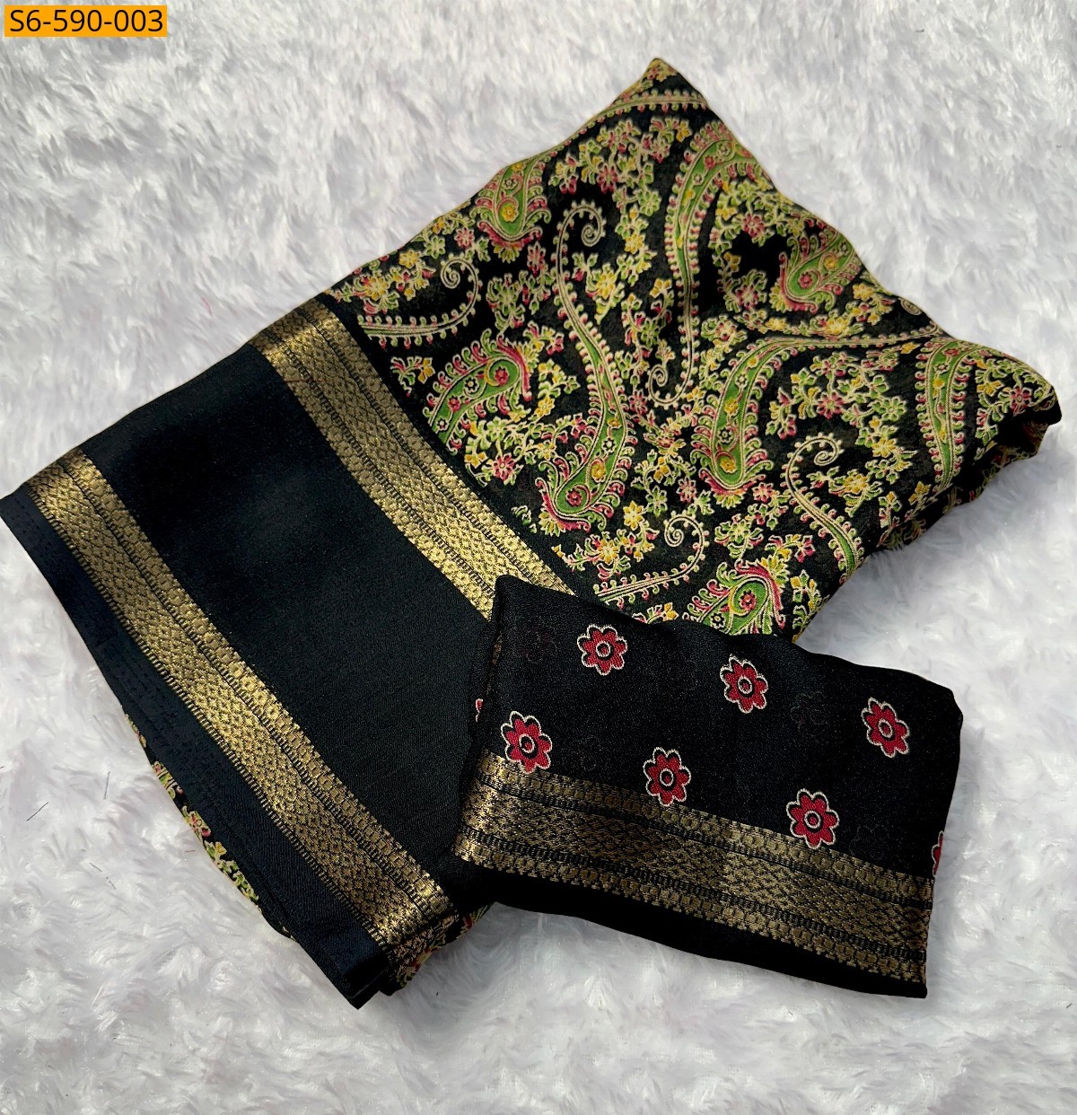 Black Fancy georgette saree