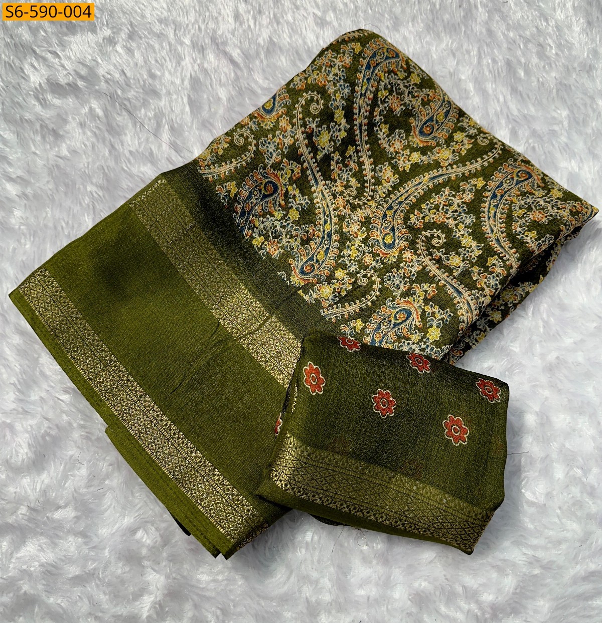 Green Fancy georgette saree