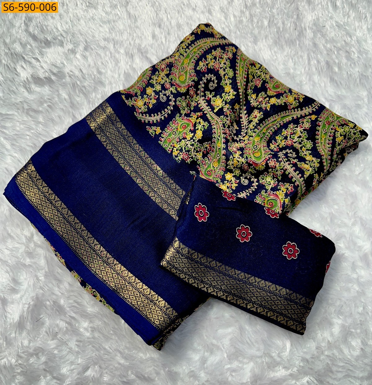 Navy Blue Fancy georgette saree