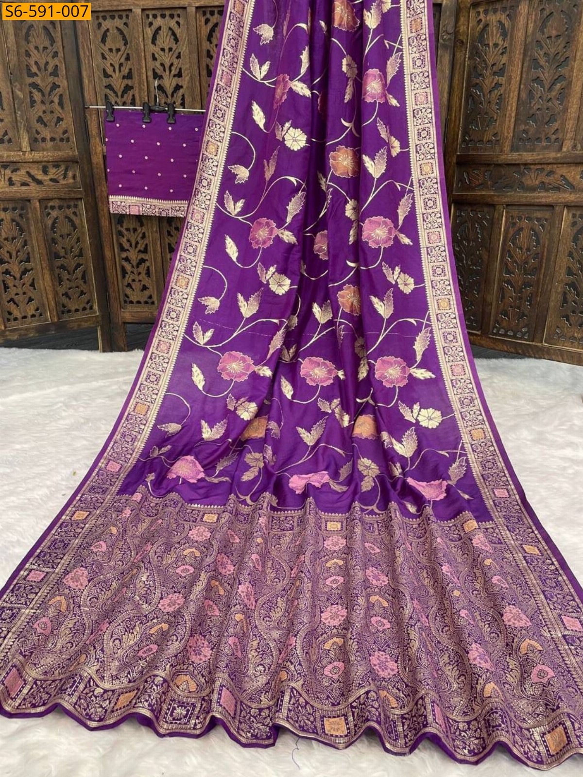 Violet Pure soft dola silk saree