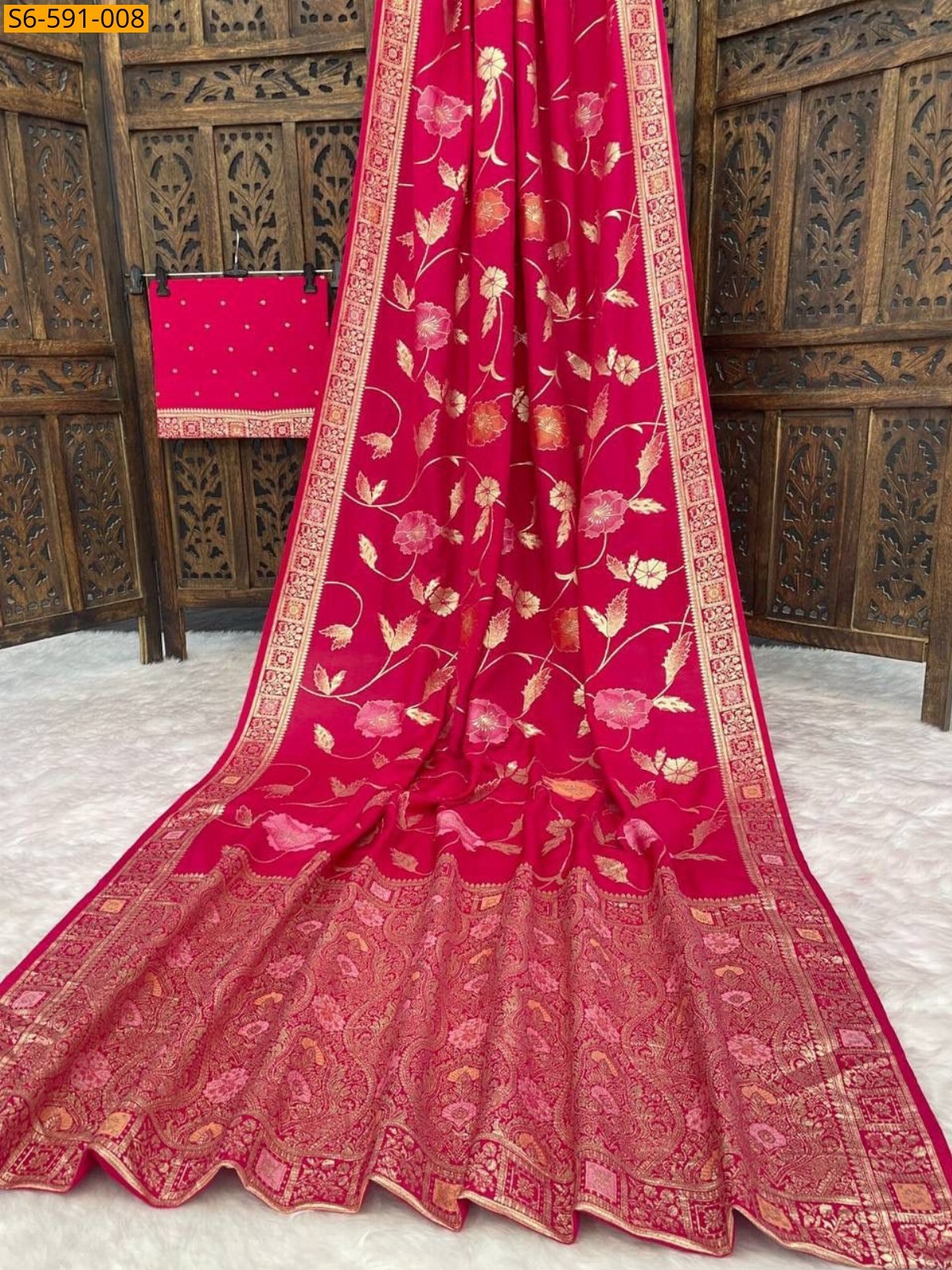 Pink Pure soft dola silk saree