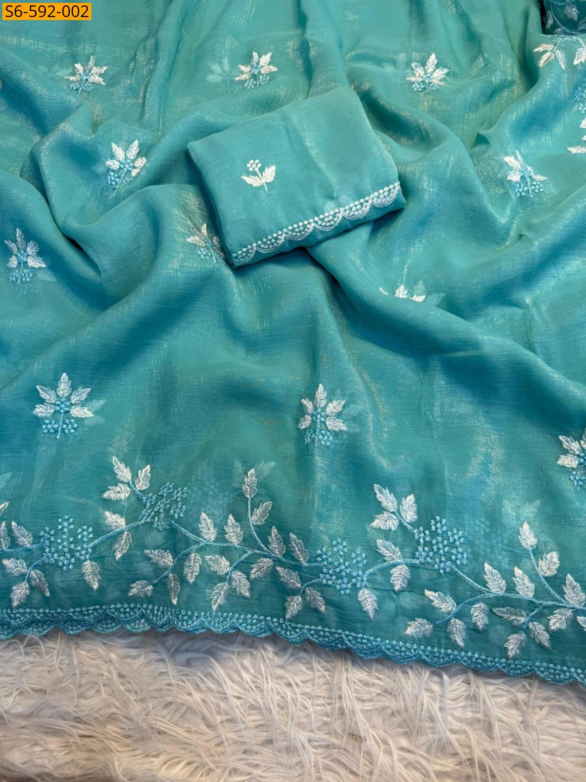 Blue Partywear Shimmer Georgette saree