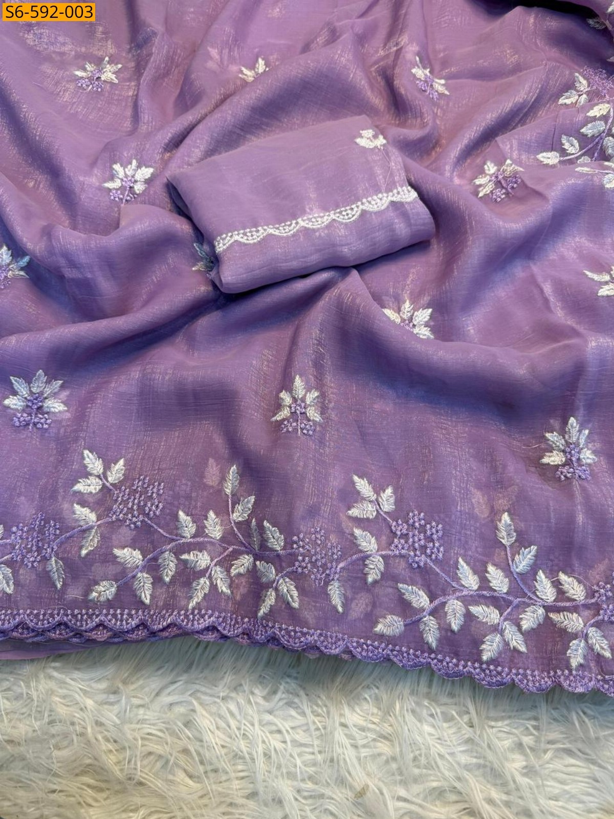 Light Purple Partywear Shimmer Georgette saree