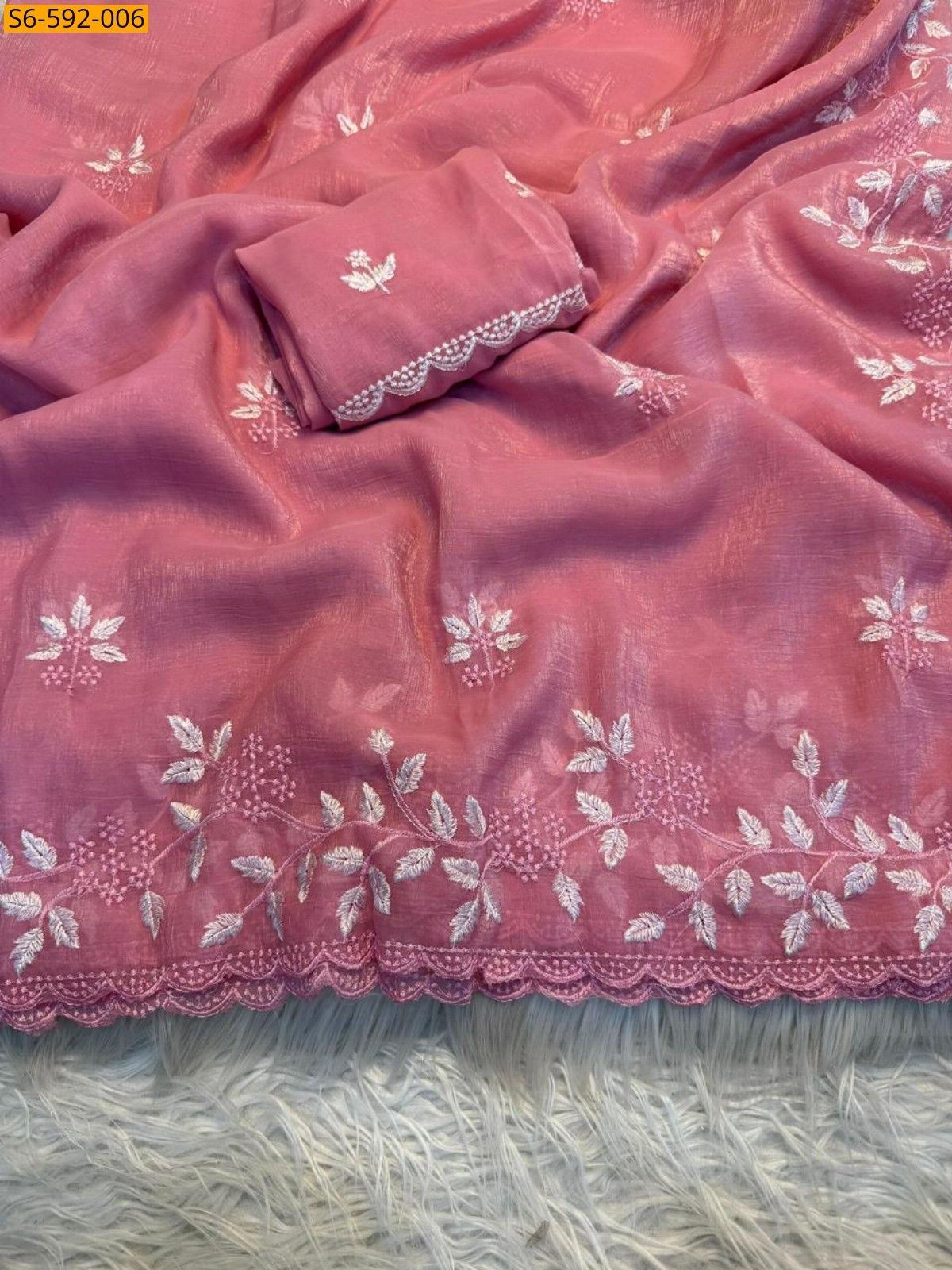 Light Pink Partywear Shimmer Georgette saree