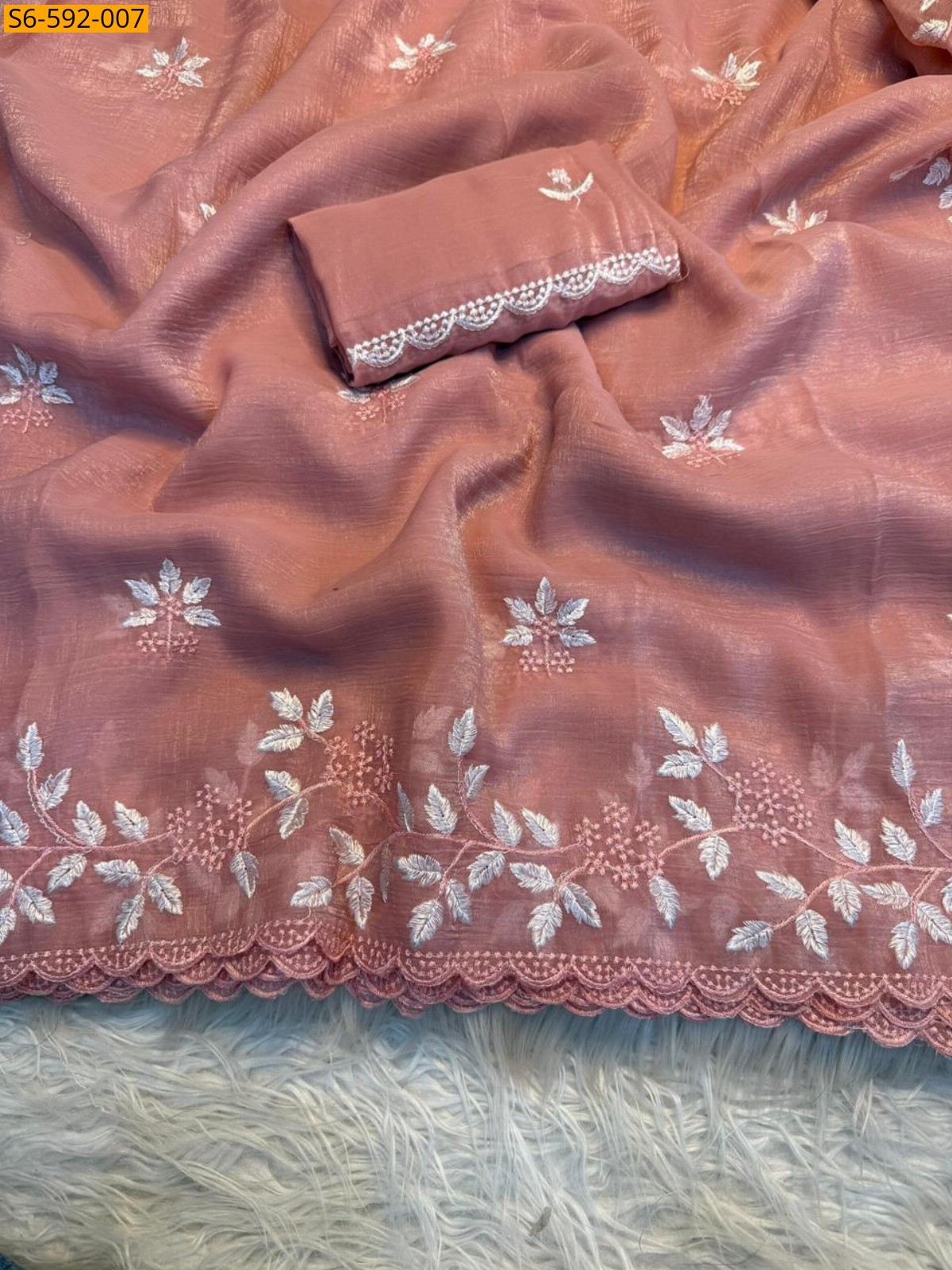 Light Pink Partywear Shimmer Georgette saree