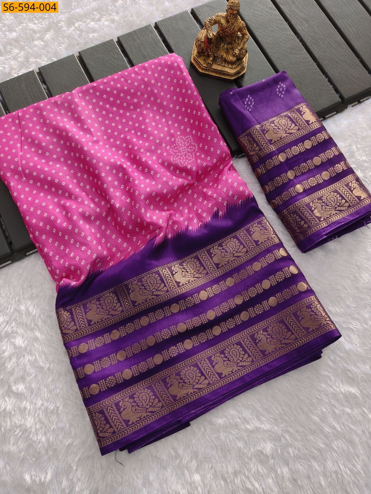 Pink Heavy matka silk saree 