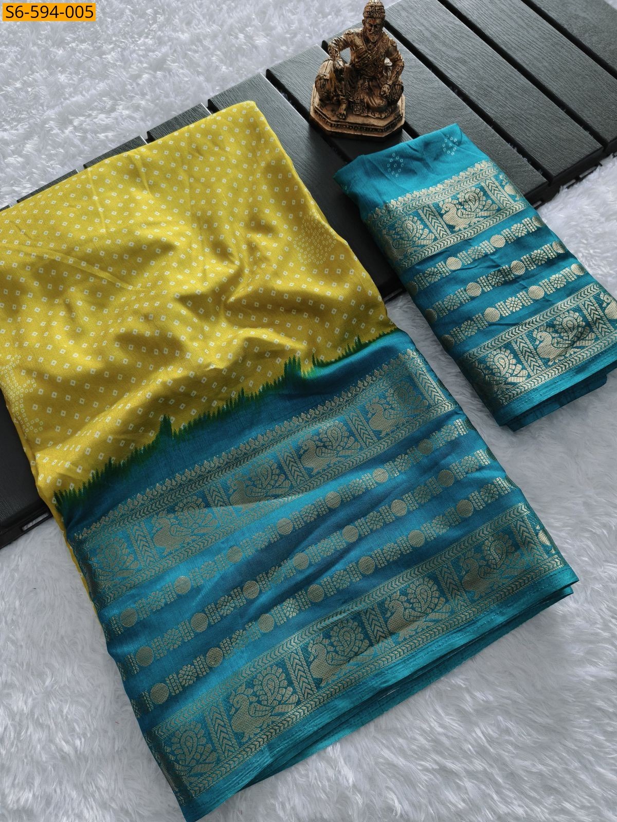 Lemon Yellow Heavy matka silk saree 