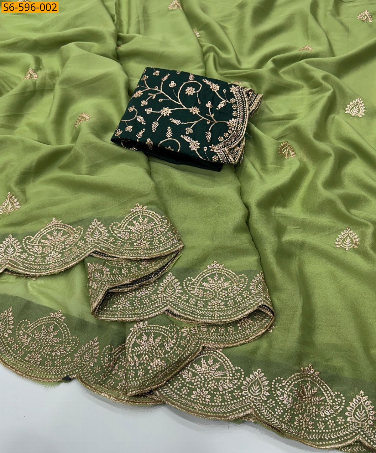 Green Star Georgette  Saree