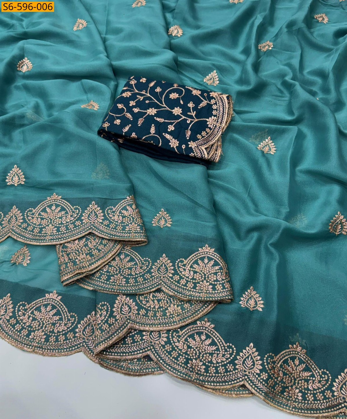 Rama Green Star Georgette  Saree
