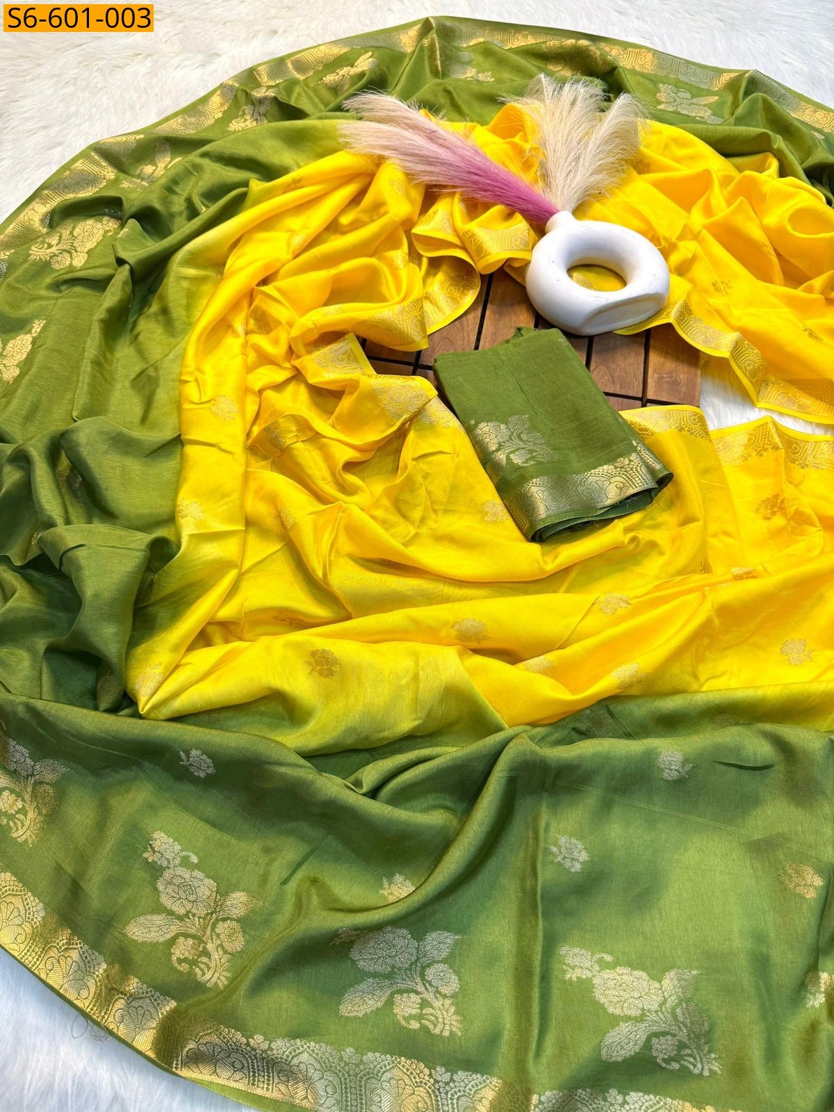 Light Green Muslin Silk Shaded Saree
