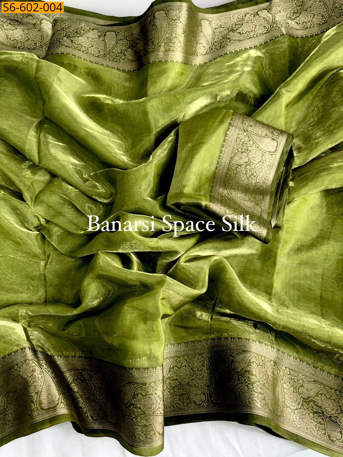 Light Green Banarasi space silk Saree