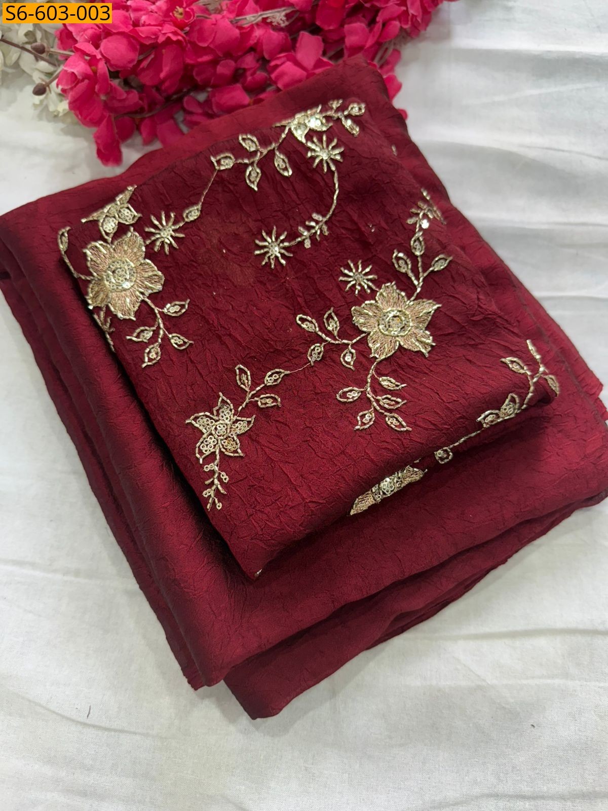 Maroon Crush Rangoli Saree