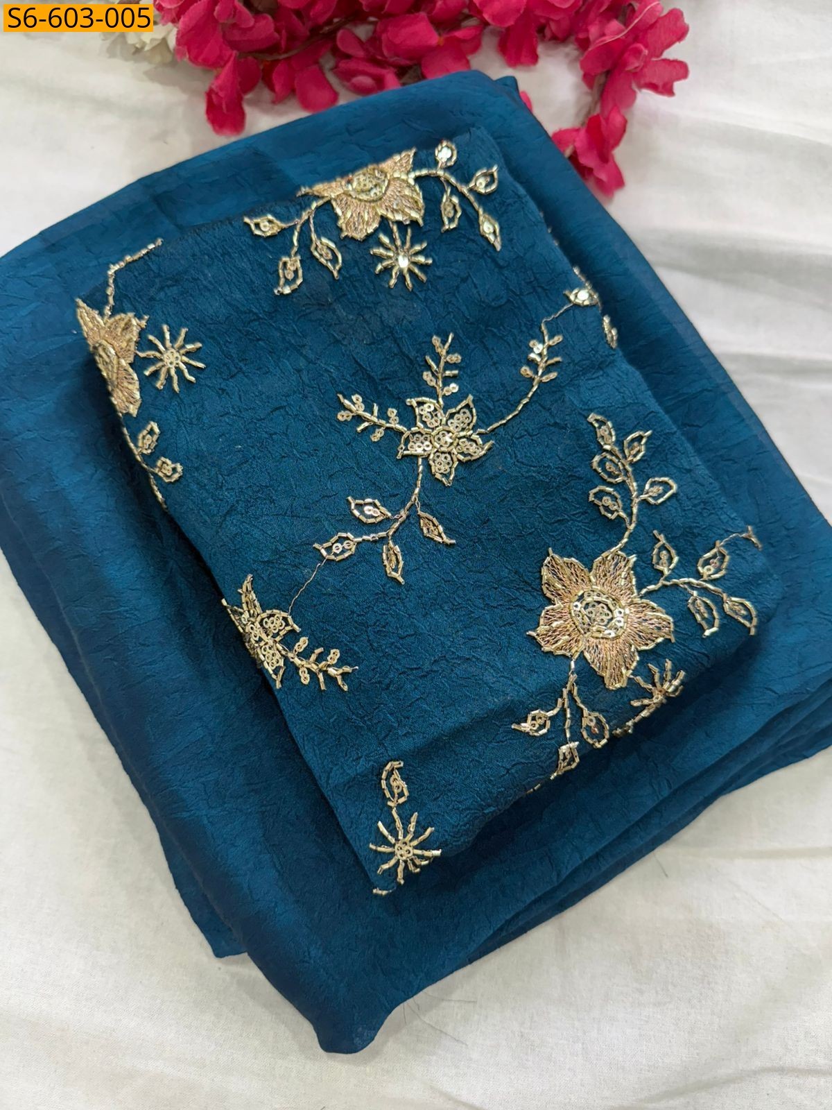 Blue Crush Rangoli Saree