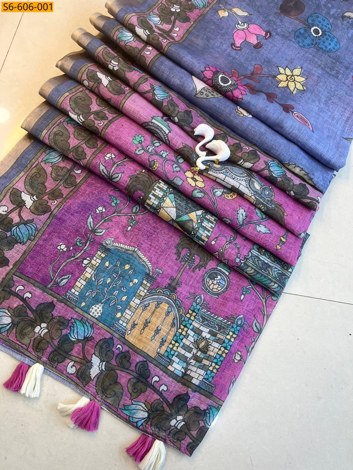 Lavendar Linen cotton saree