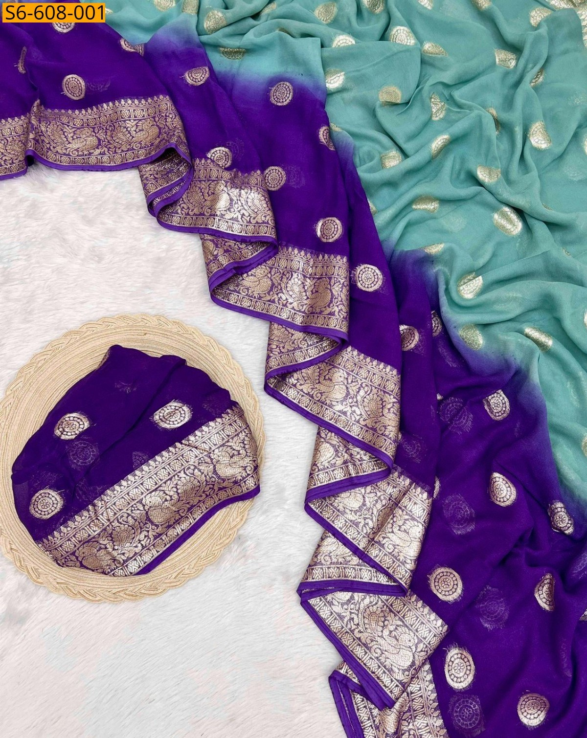 Blue Viscose georgette sarees