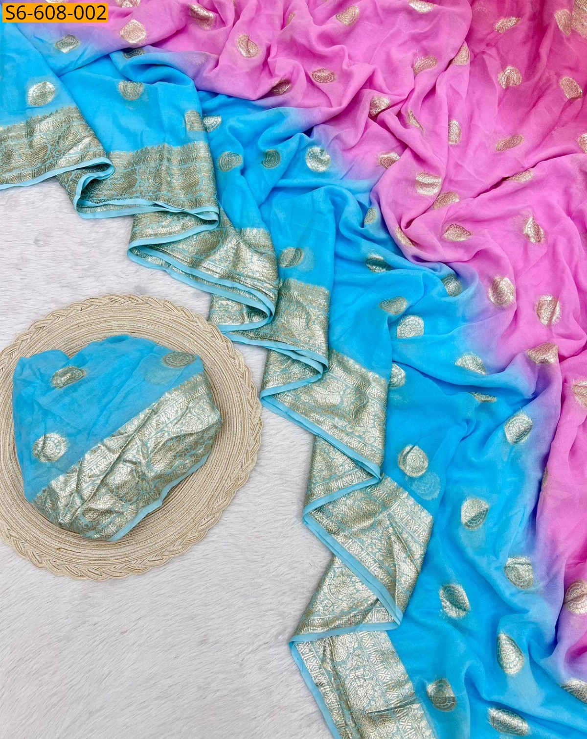 Pink Viscose georgette sarees