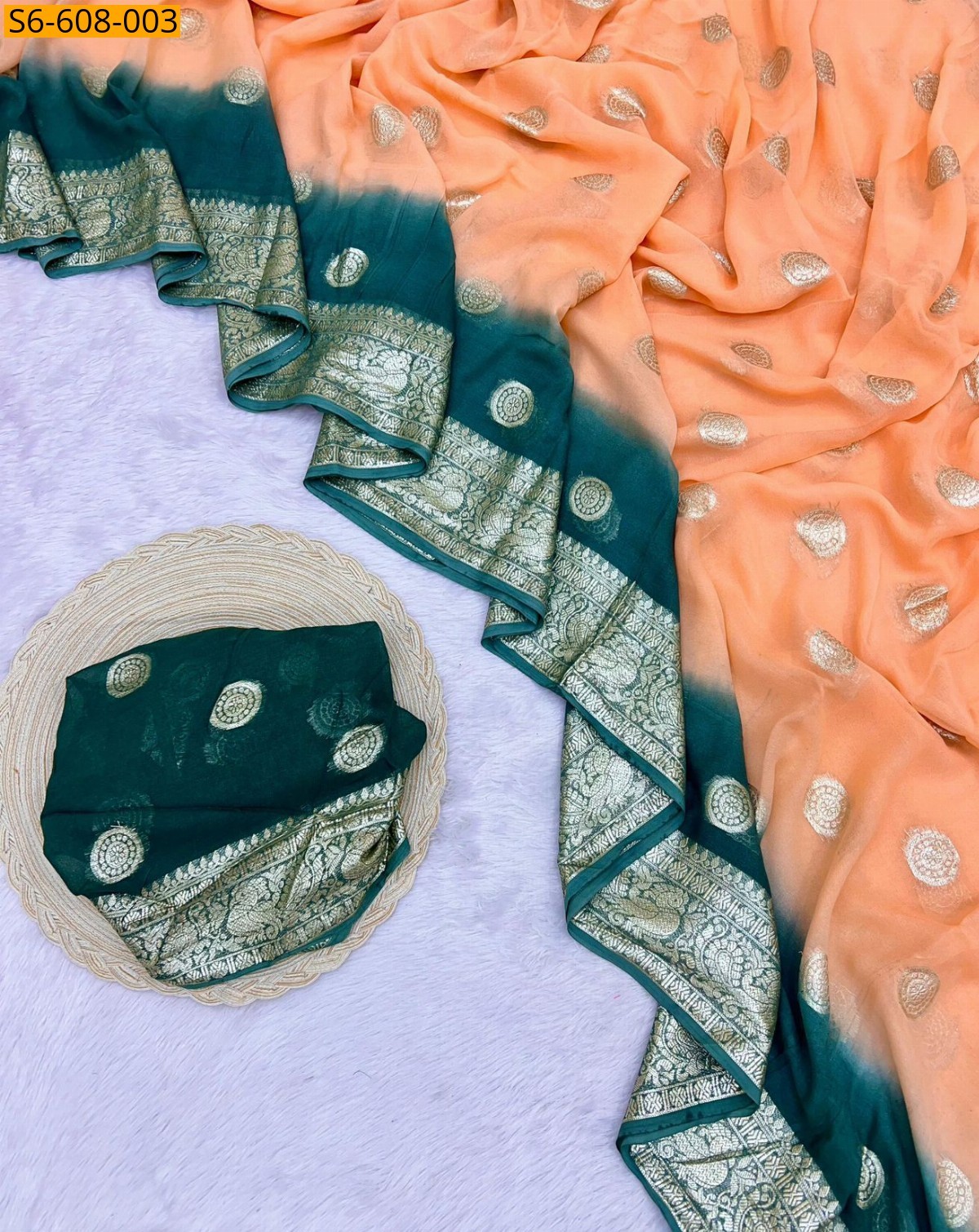 Orange Viscose georgette sarees