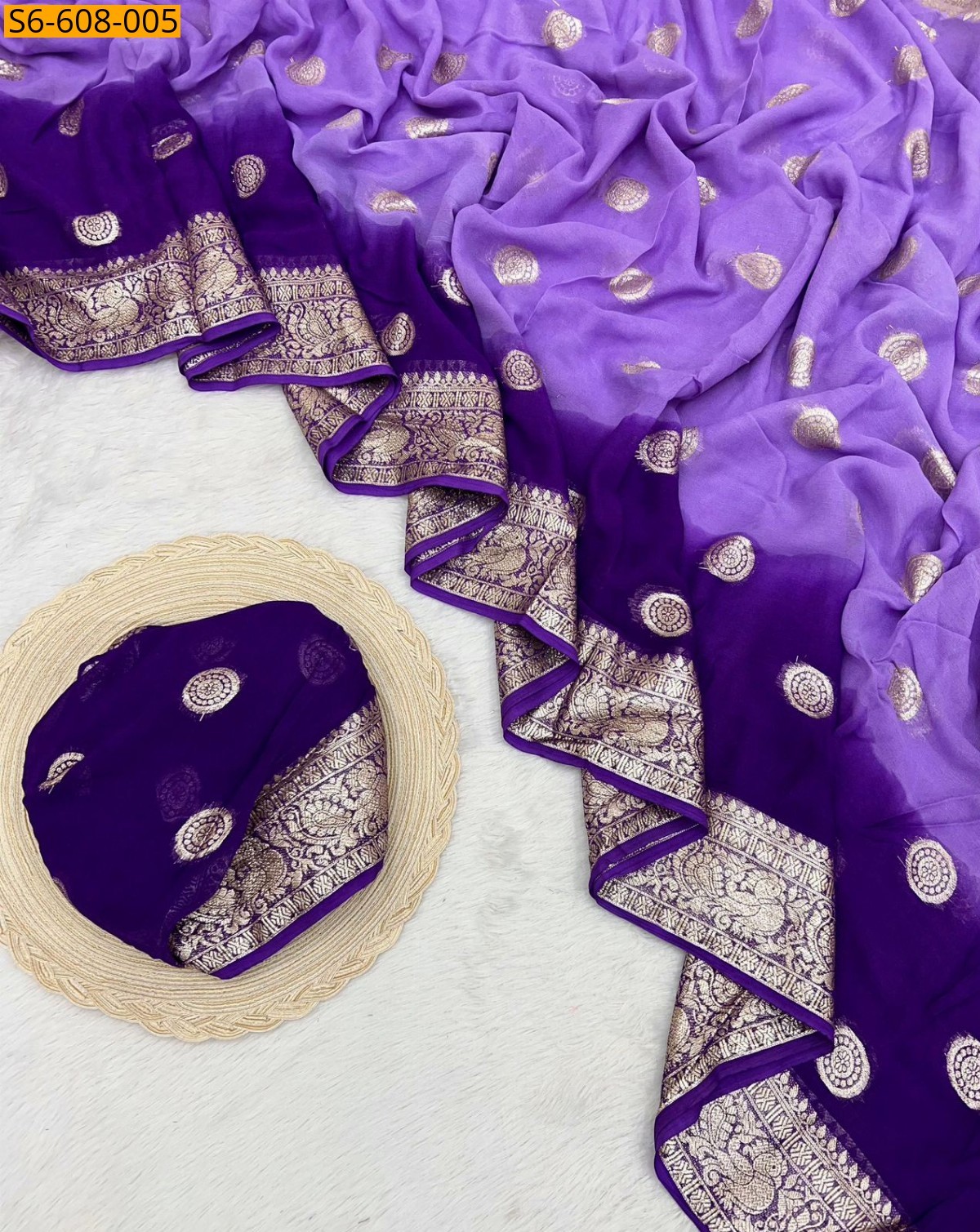 Violet Viscose georgette sarees