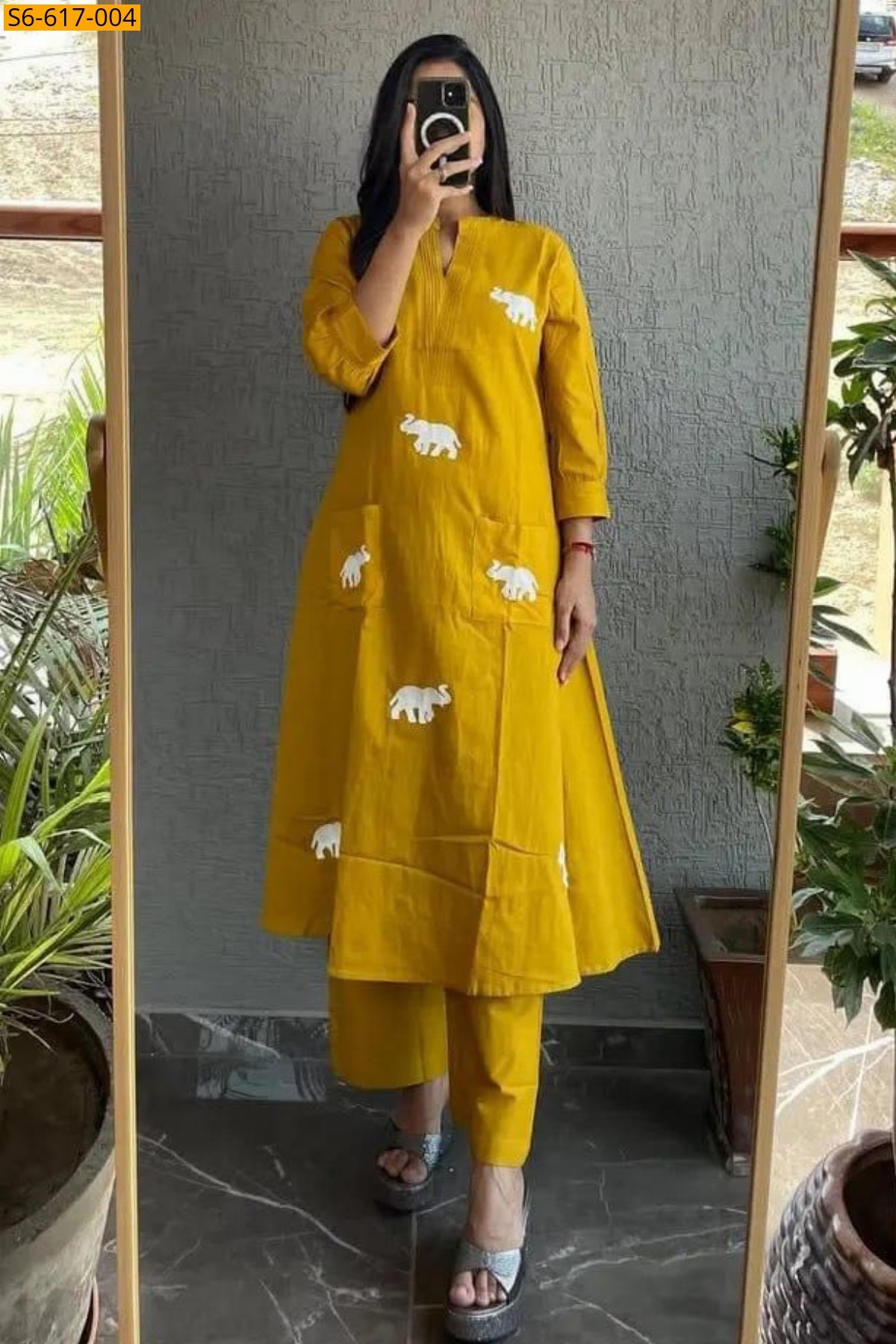 Mustard Rayon Kurti Plazzo Set