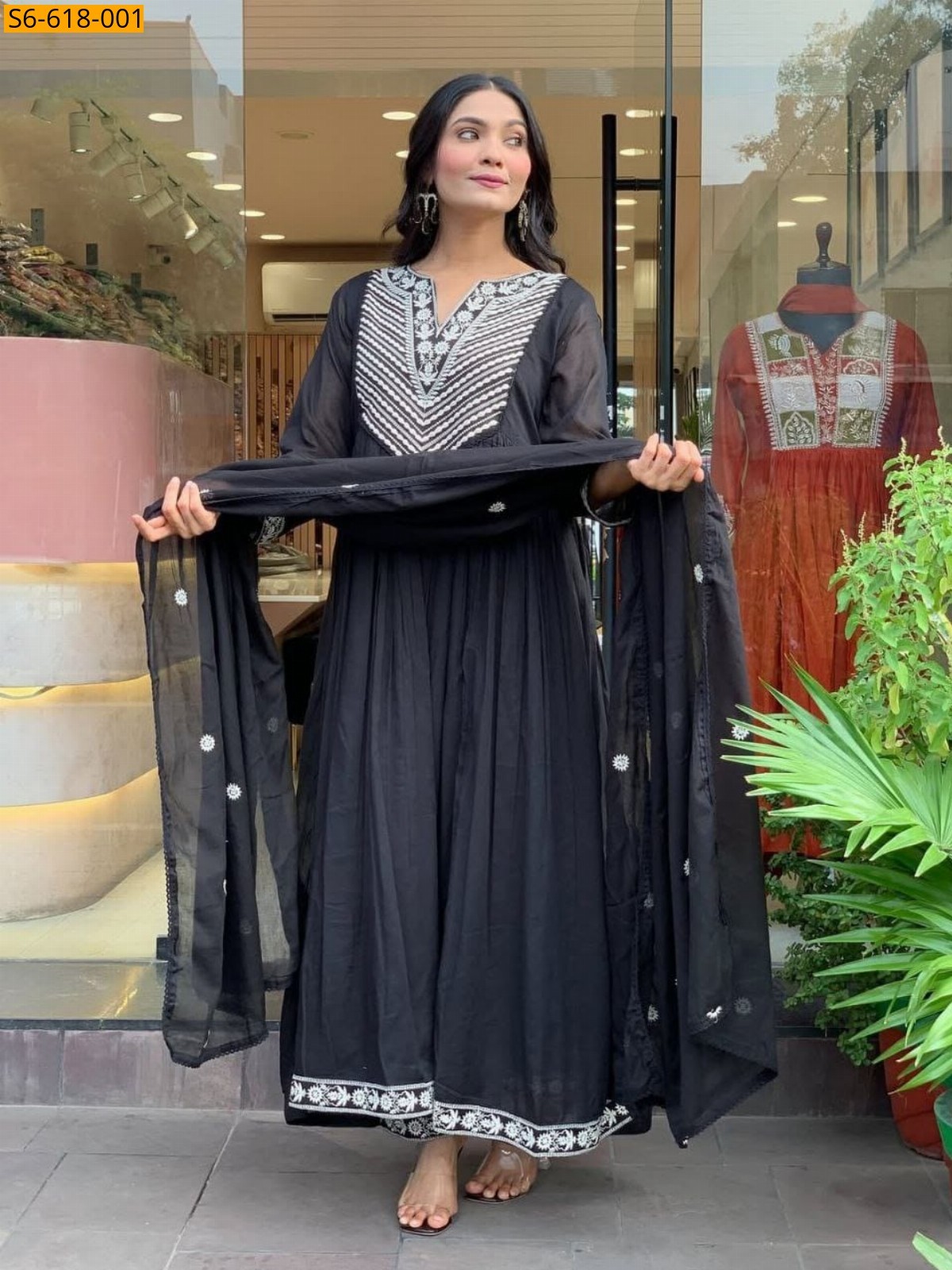 Black Cotton three piece suit set