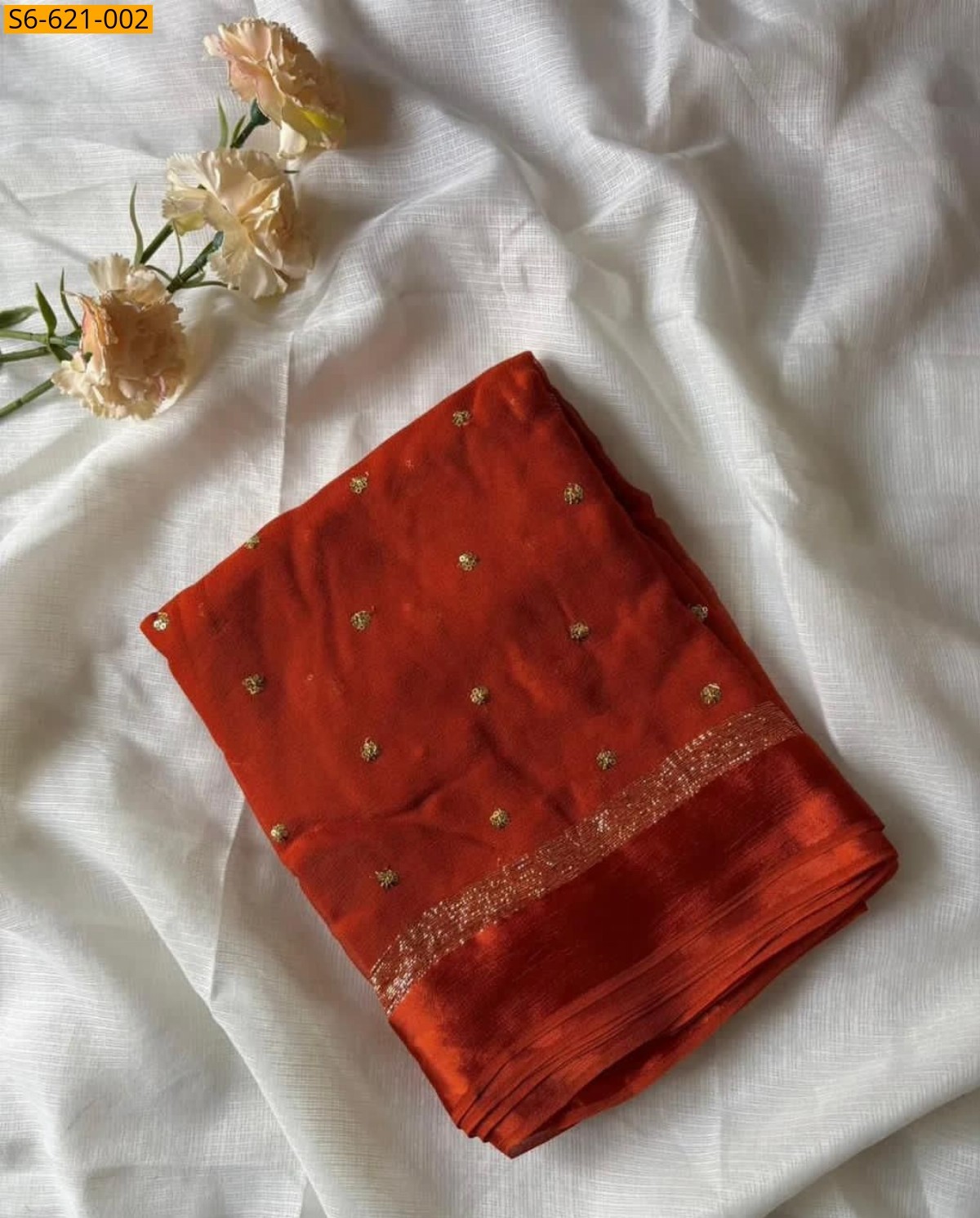 Red Viscose Georgette Saree