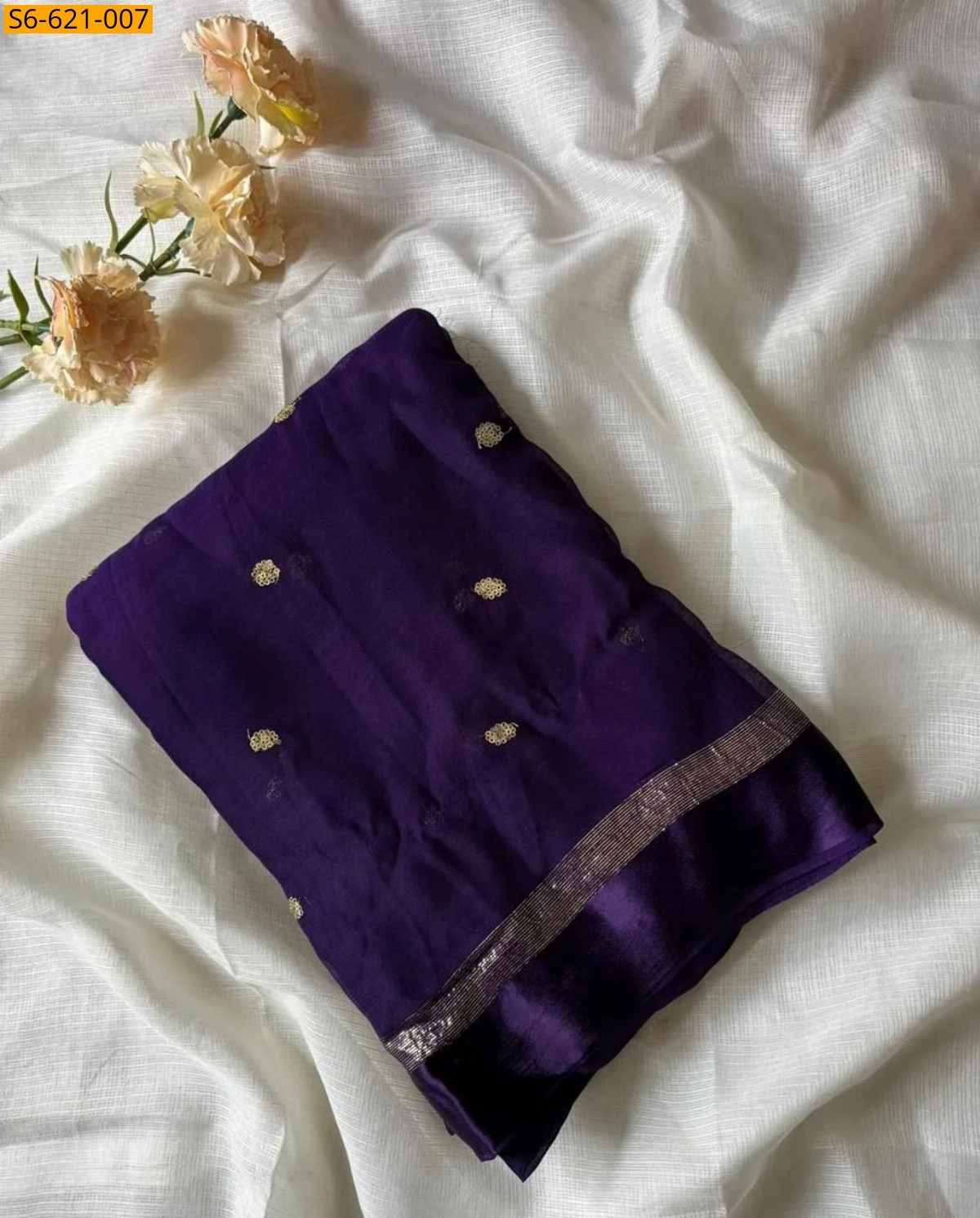 Violet Viscose Georgette Saree